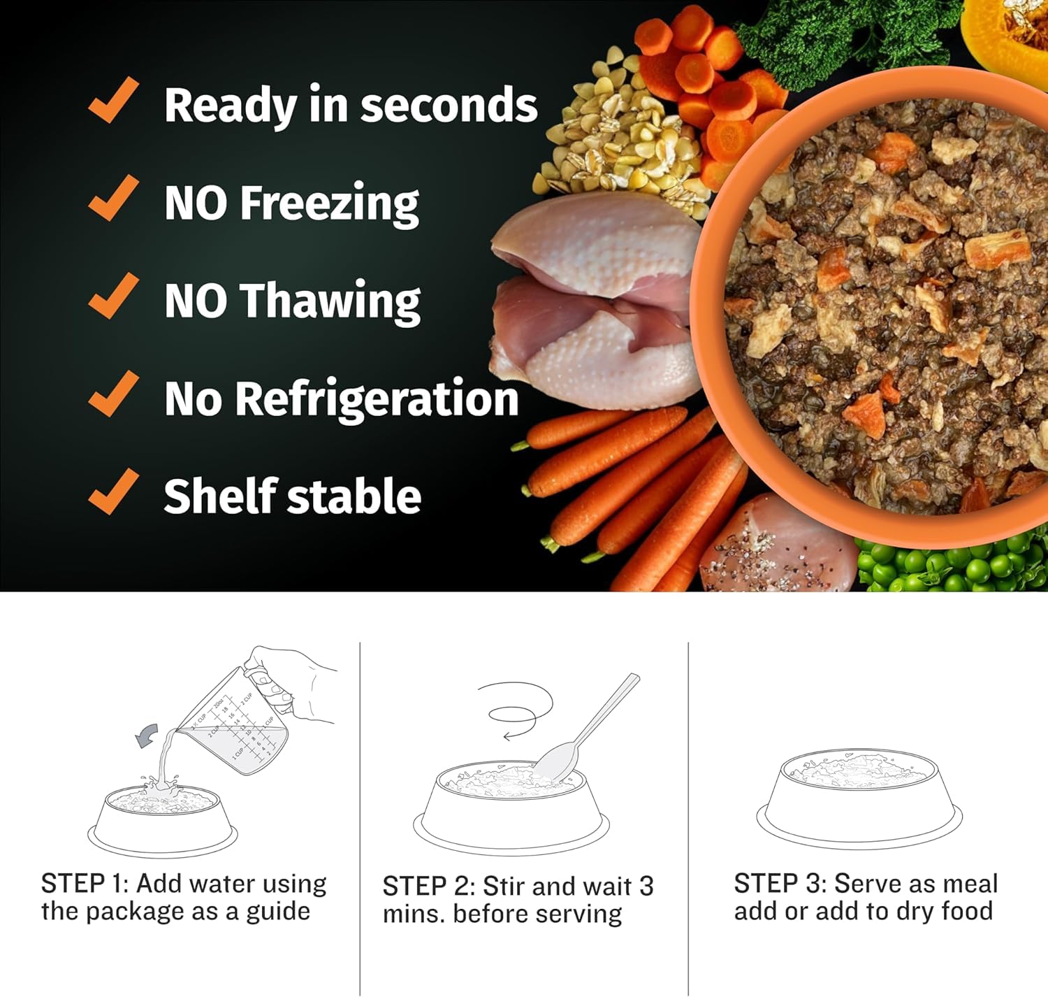 Bully Max Wet Dog Food for Adults and Puppies - Dehydrated High Protein Instant Fresh Soft Dog Food with Chicken - Healthy Muscl