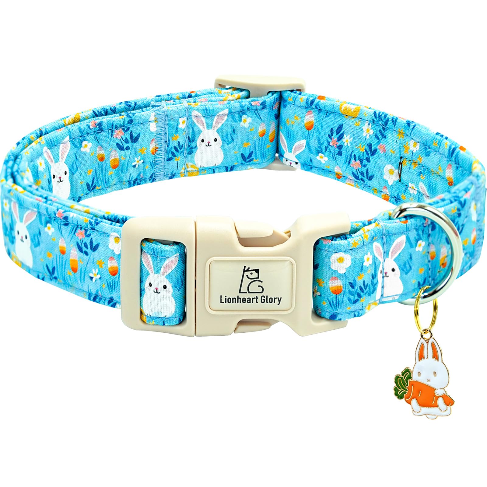 Lionheart Glory Easter Dog Collar-Cute Easter Rabbit Bunnies Eggs Dog Collars Female Male Dog Collar Adjustable Durable Soft Col