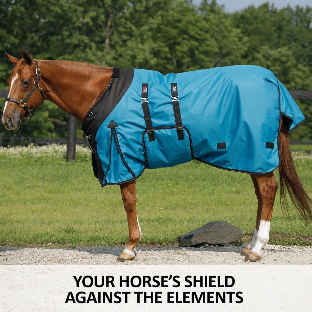 STORM SHIELD Winter Horse Turnout Blanket - Light Play | Size 72 - Red | Medium Weight - 220 Grams | 1200 Denier | Contour Colla
