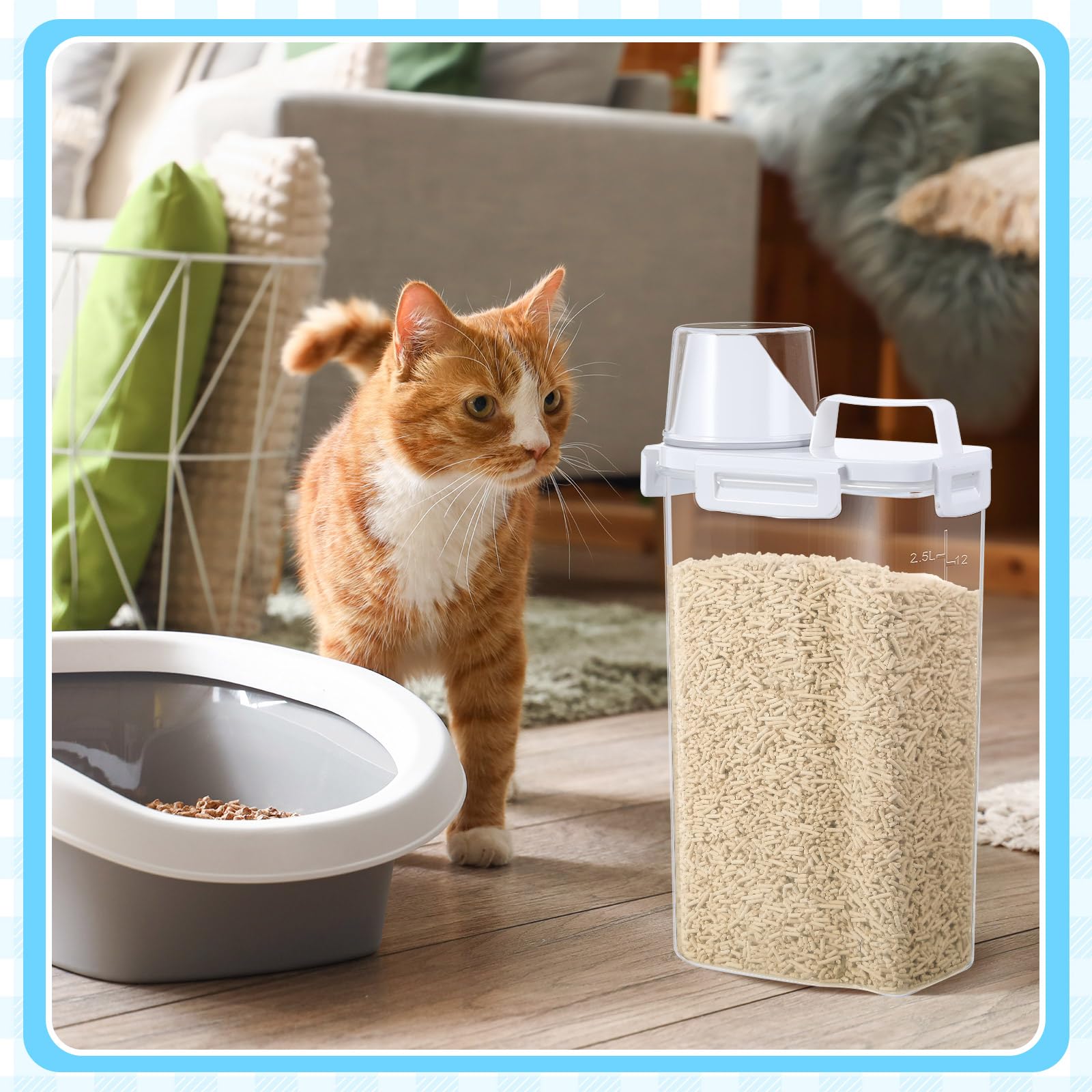 Teenyyou 2 Pcs Cat Litter Storage Container With Airtight Lid And Handle Cat Litter Storage Bin With Spout Sealable Heavy Duty C
