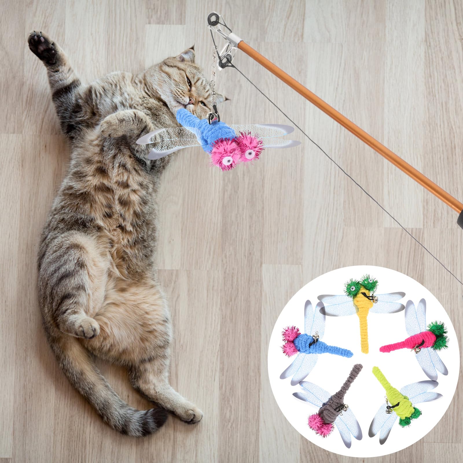 Ueetek 5 Pcs Replacement Dragonfly For Interactive Cat And Kitten Toy Wands