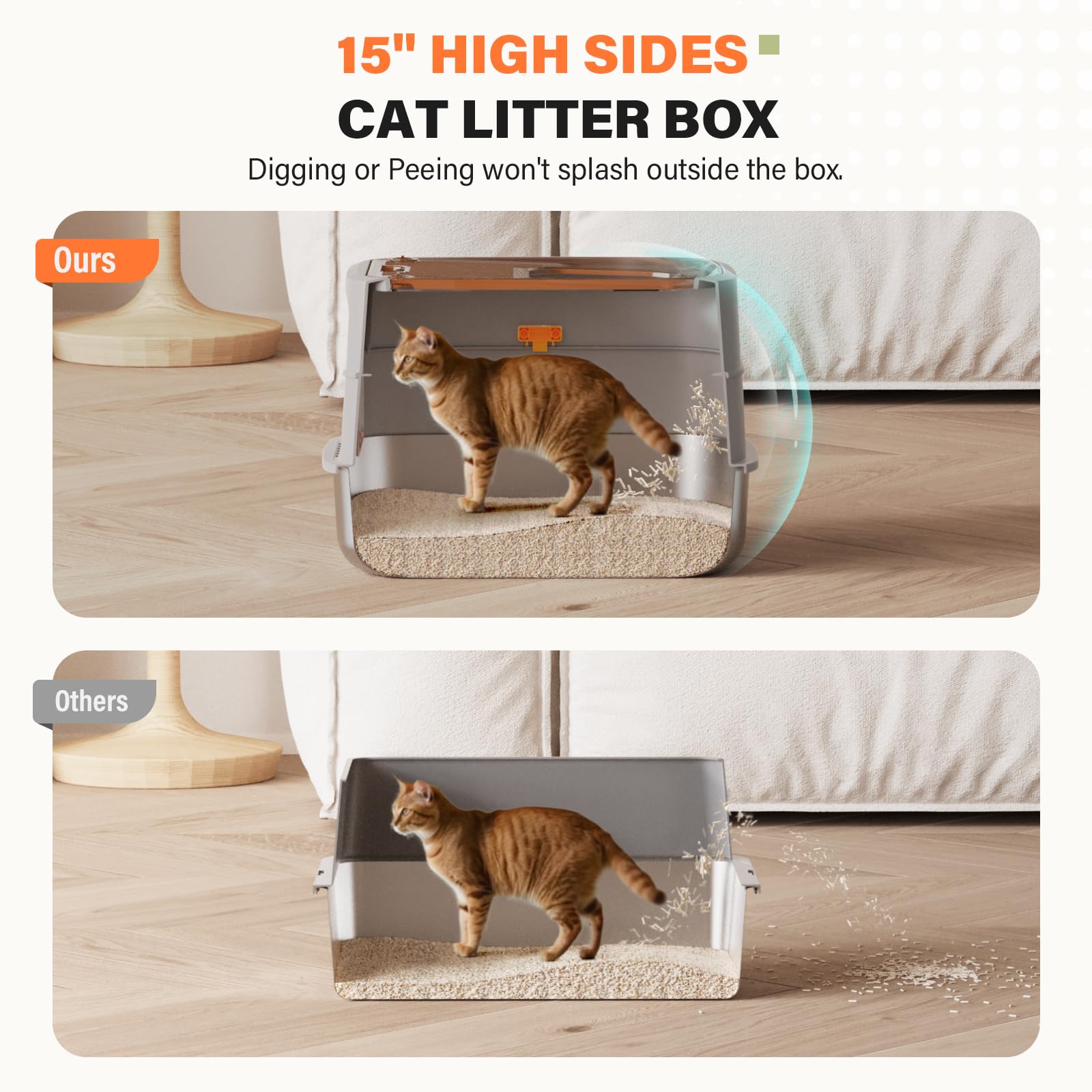 Htii- Stainless Steel Cat Litter Box, Extra Large Box For Cats, Enclosed Metal Kitty Litter Box With Litter Scooper, Odor-Urine-
