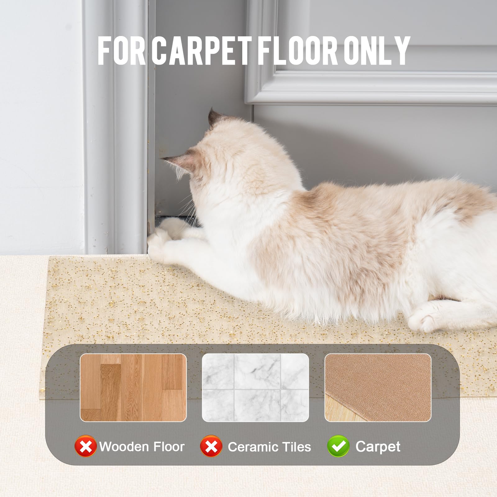 Uross Carpet Protector For Pets - Cat Carpet Protector For Doorway, Anti Scratch Under Door Cat Scratch Protector Mat, Easy To C