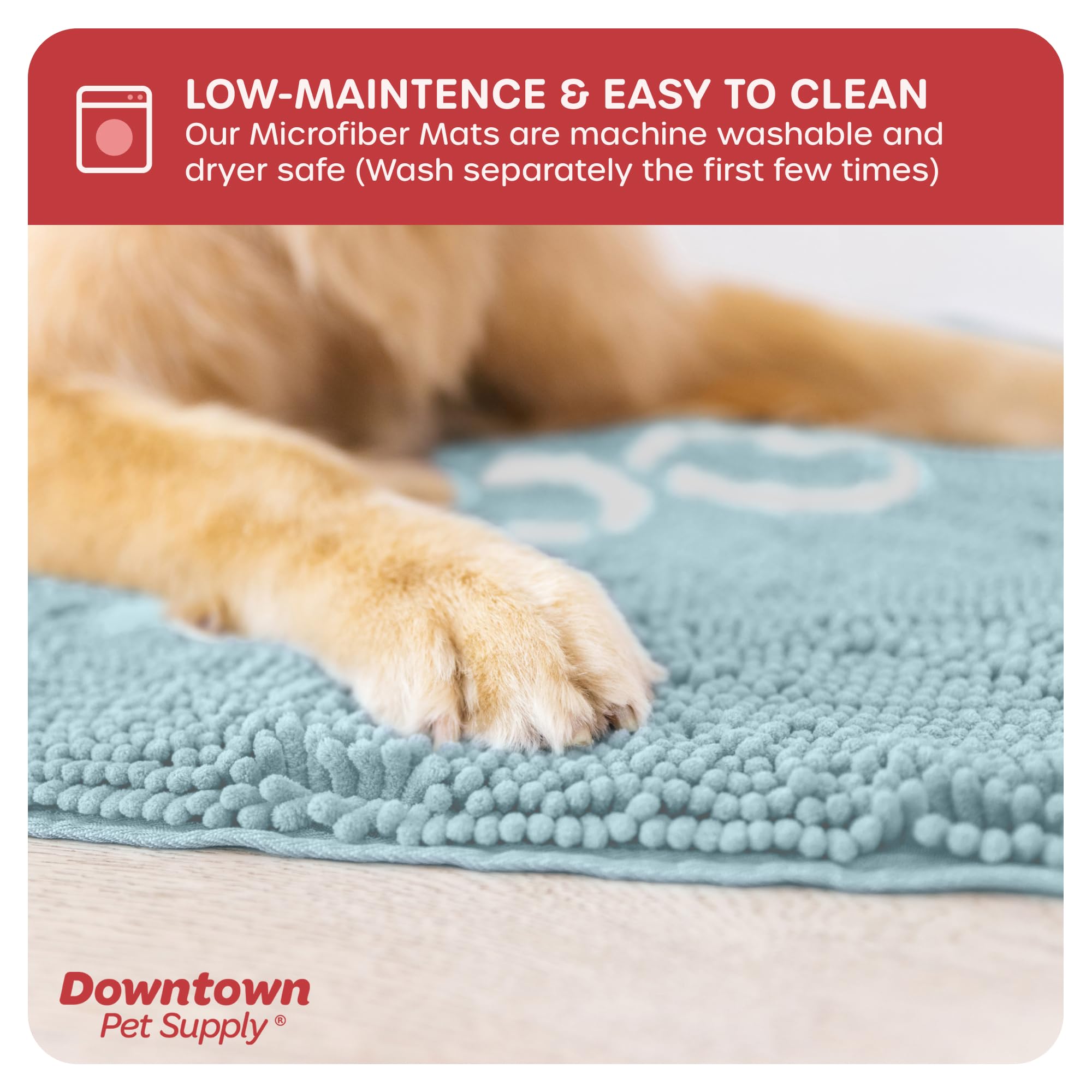 My Doggy Place Microfiber Dog Mat for Muddy Paws, 60 x 36 Oatmeal with Paw Print - Non-Slip, Absorbent and Quick-Drying Dog Paw