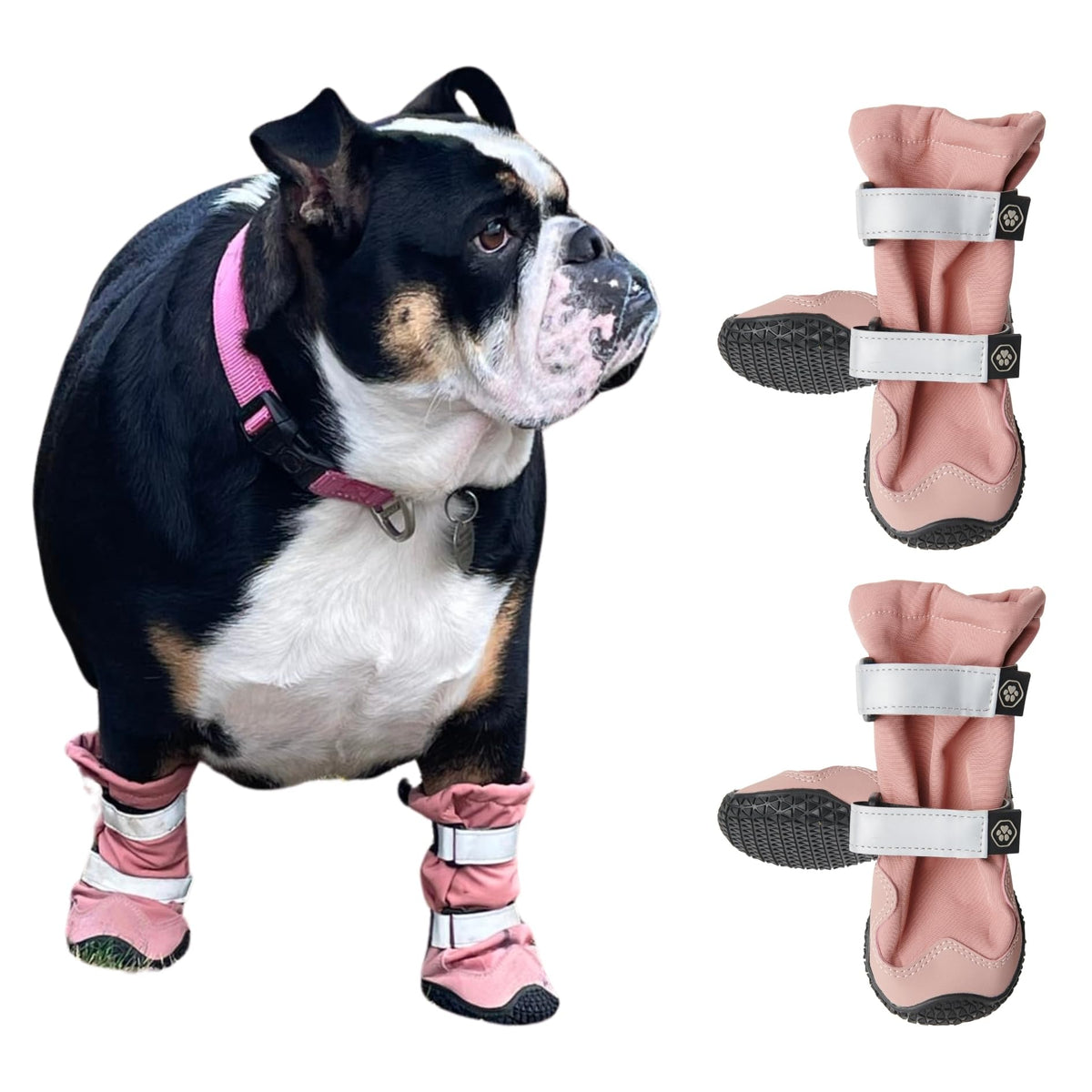 Spark Paws Water-Resistant Dog Boots For Medium Large Dogs, Anti-Slip Dog Shoe Booties Paw Protector For Rain Snow Hiking Reflec