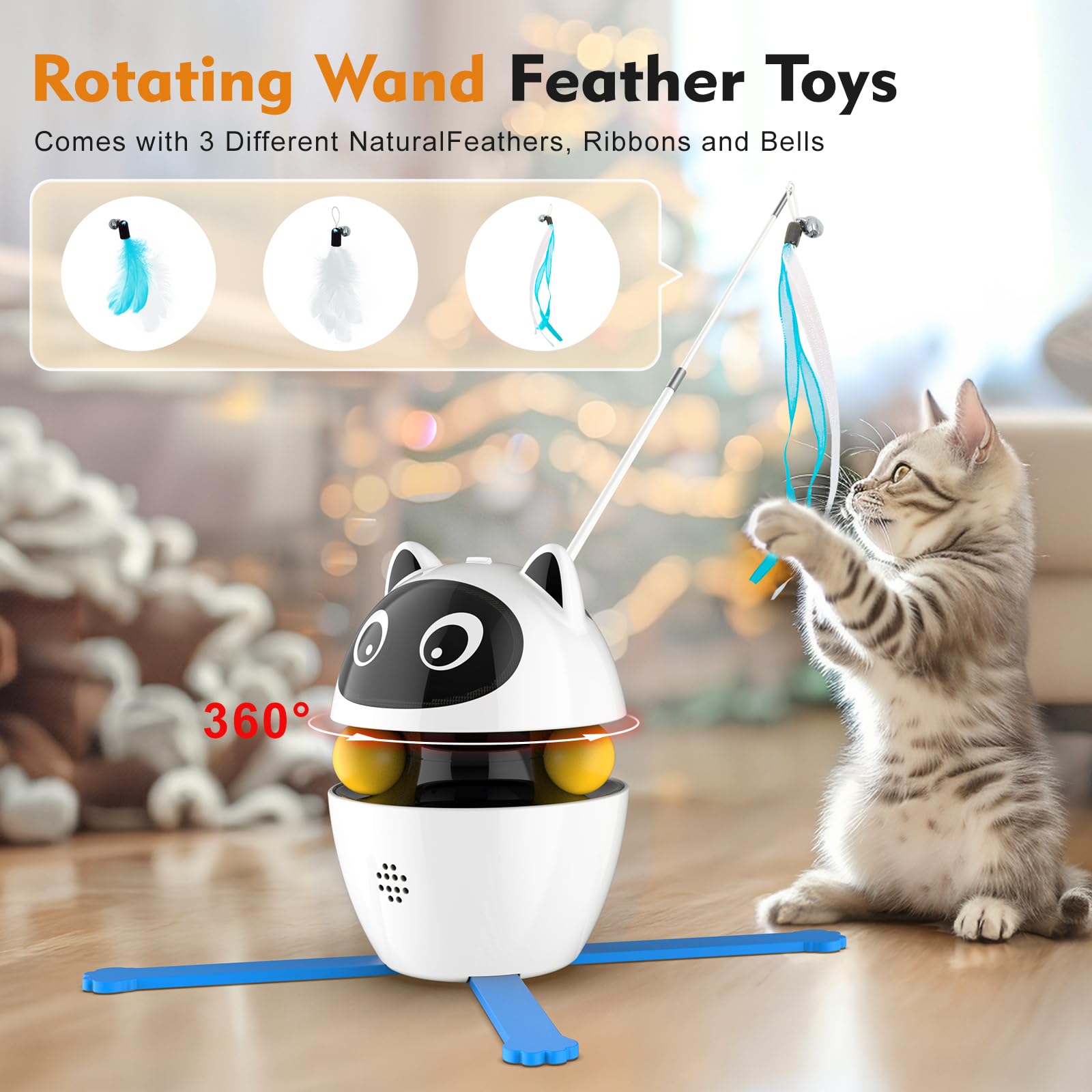 Ckikogo 3-In-1 Cat Laser Toys, Interactive Cat Toys For Indoor Cats, Rechargeable Electronic Automatic Kitten Toys, 3 Modes Rand