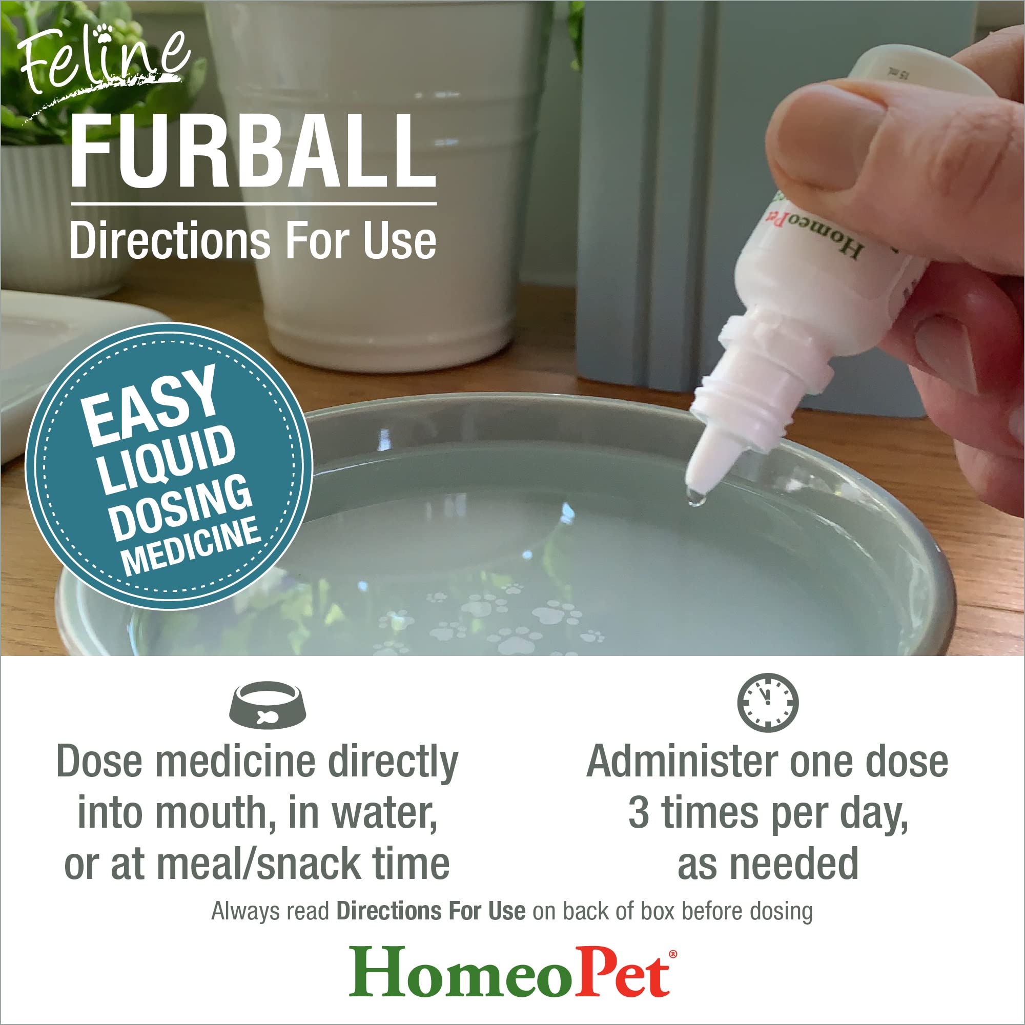HomeoPet Feline Furball Relief, 15 ML Per Bottle (3 Pack - 15 mL)