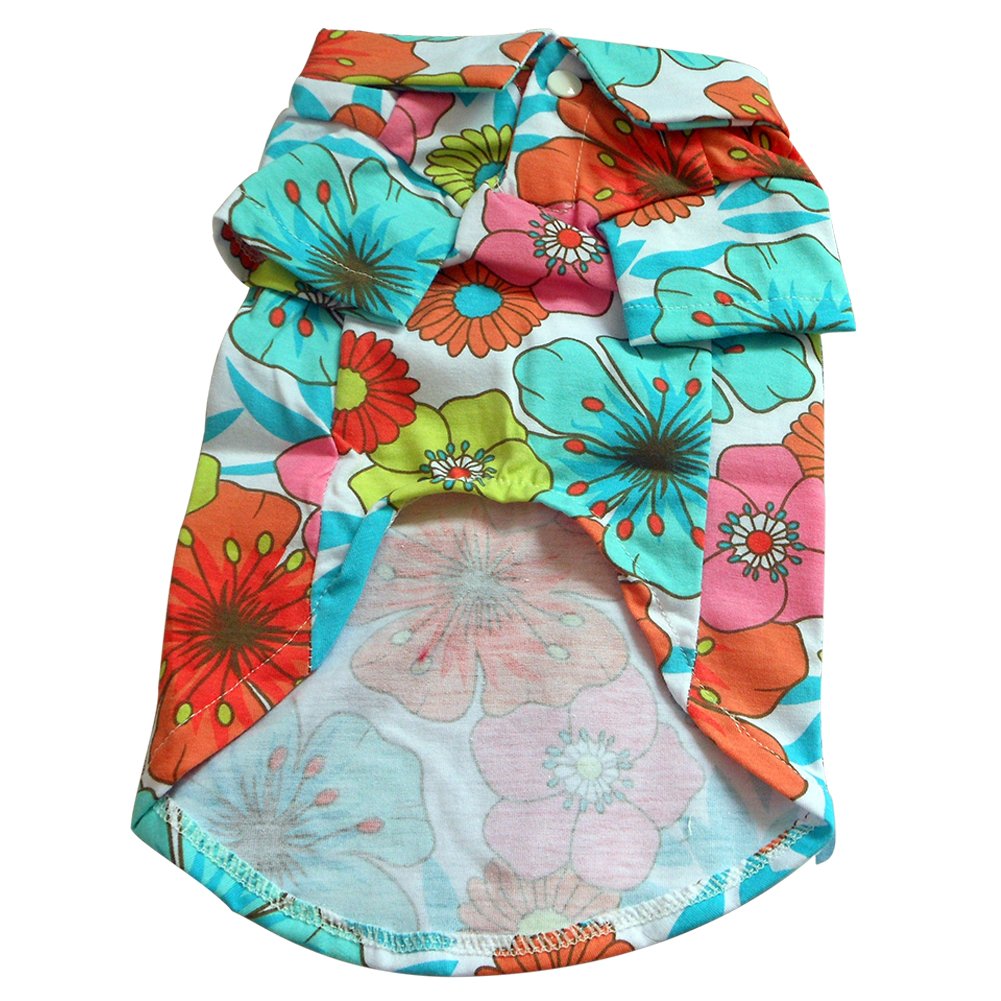 Tangpan Hawaiian Beach Coconut Tree Print Dog Shirt Summer Camp Shirt Clothes(White,Xl)