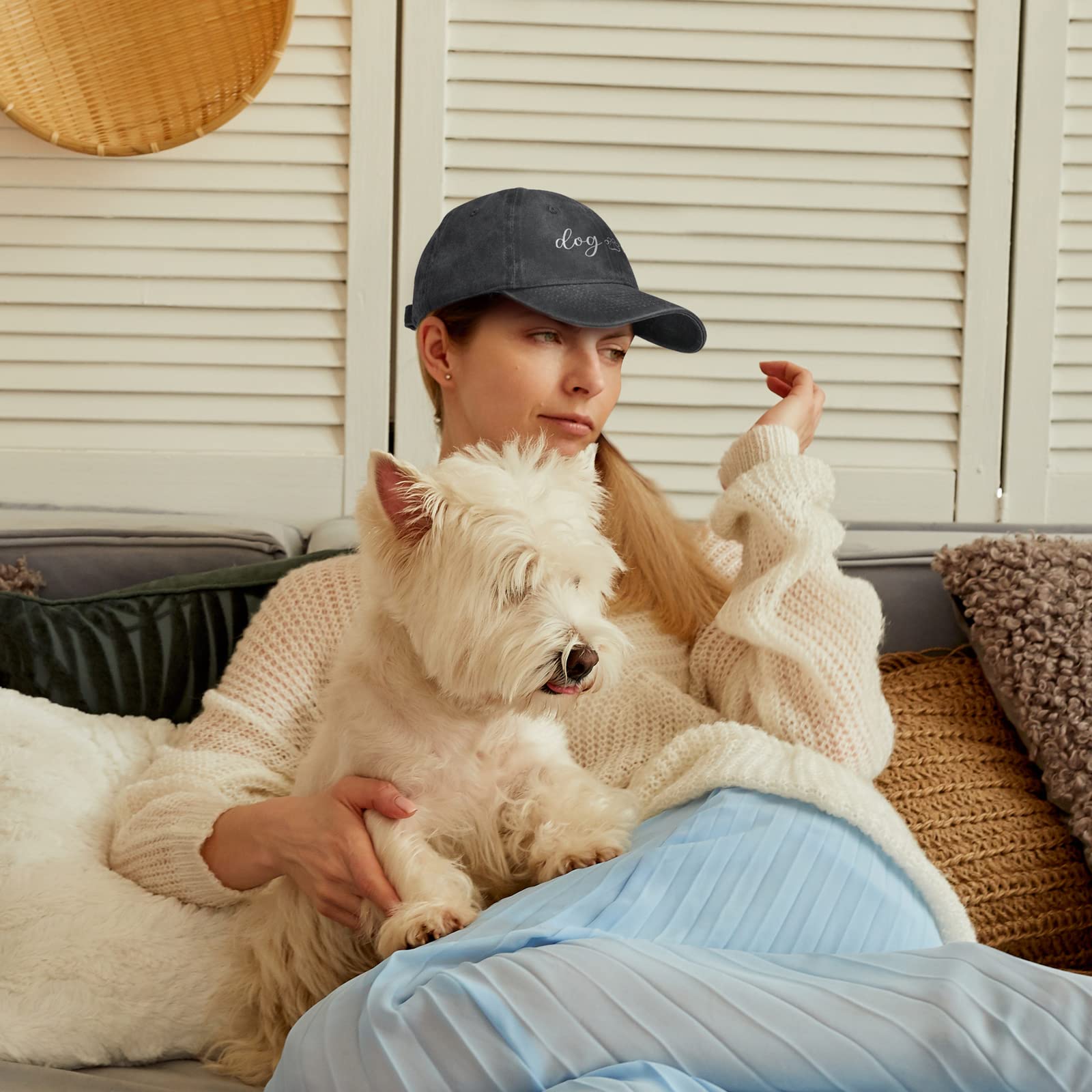 Harycnct Women'S Dog Mom Hat Vintage Adjustable Baseball Cap Washed Cotton Denim Dog Girls Hat