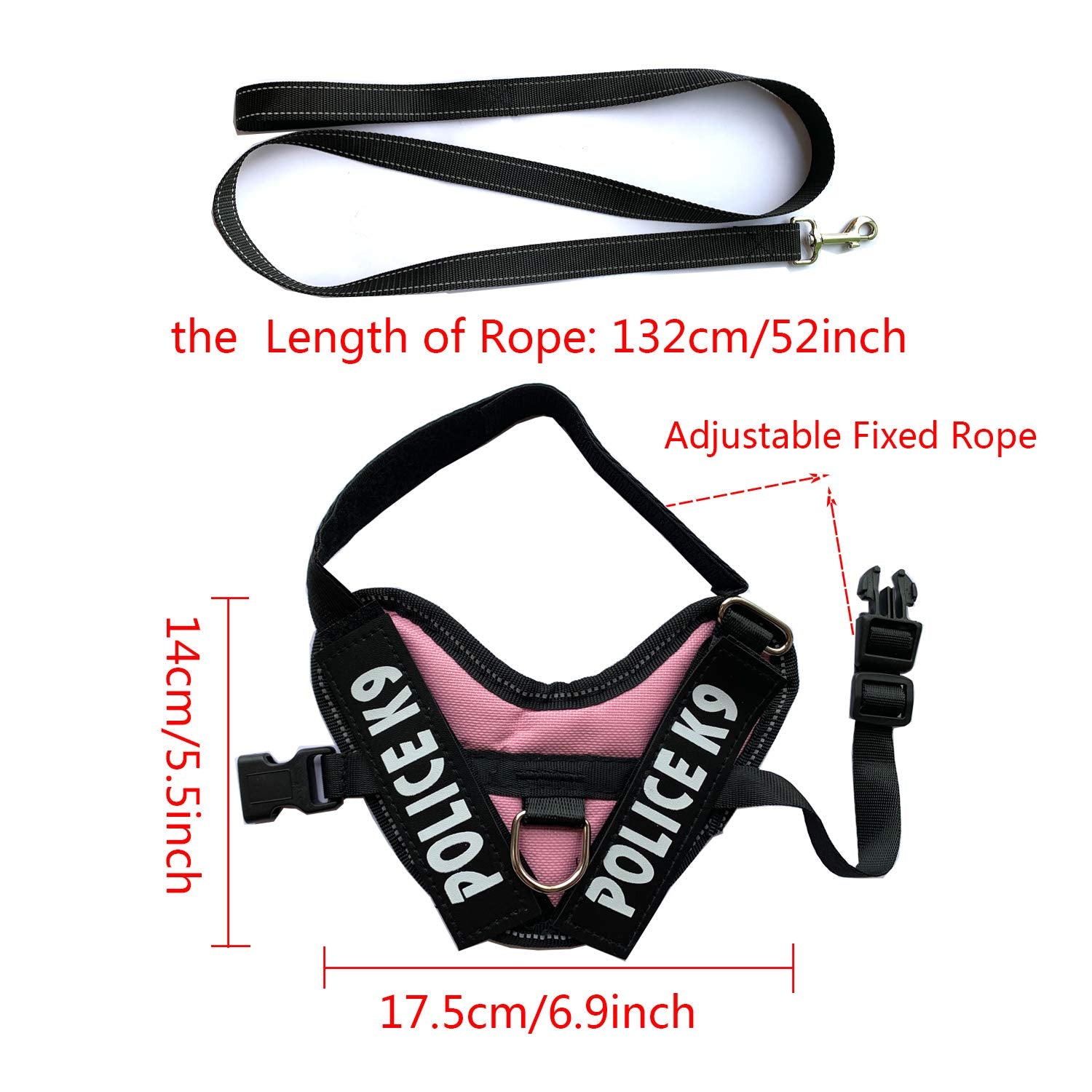 Vehomy Rabbit Harness With Leash For Bunny Rabbits Cats Small Animals (Pink)