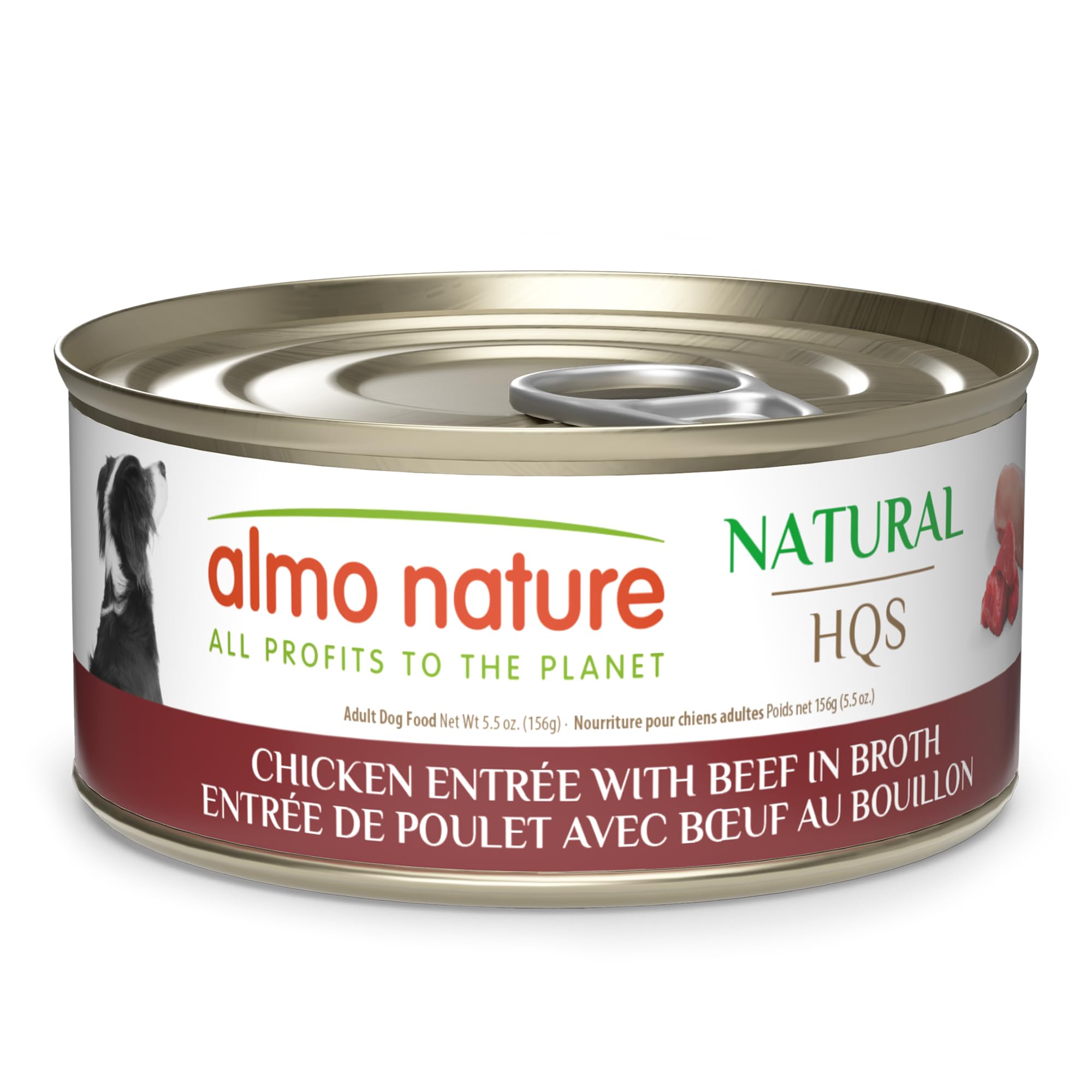 almo nature HQS Natural Wet Dog Food Chicken with Beef Entree, Grain Free, Additive Free, Low Fat, GMO Free, 5.5oz Pack of 12