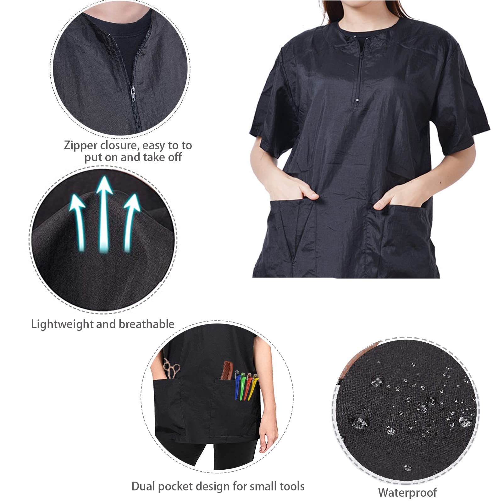 Gliitatu Dog Grooming Smock Barber Jackets for Women Men Professional Pet Groomer Smock Cosmetologist Barber Smock (3-XL)