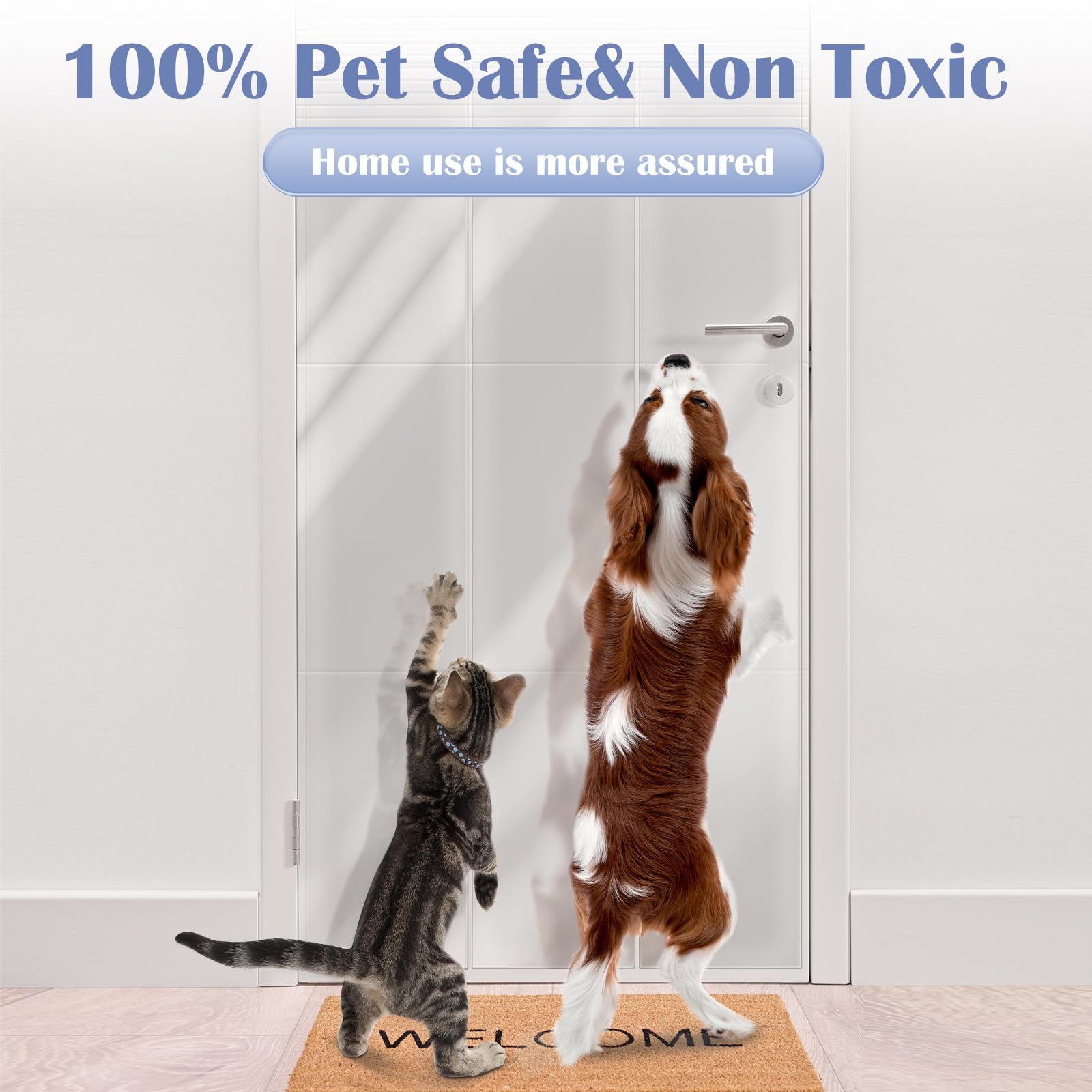 Delffyns Door Scratch Protector From Dog Scratching, 200'' X 8.3'' Anti Scratch Guard Deterrent Tape, Ultra Durable Pad For Cats