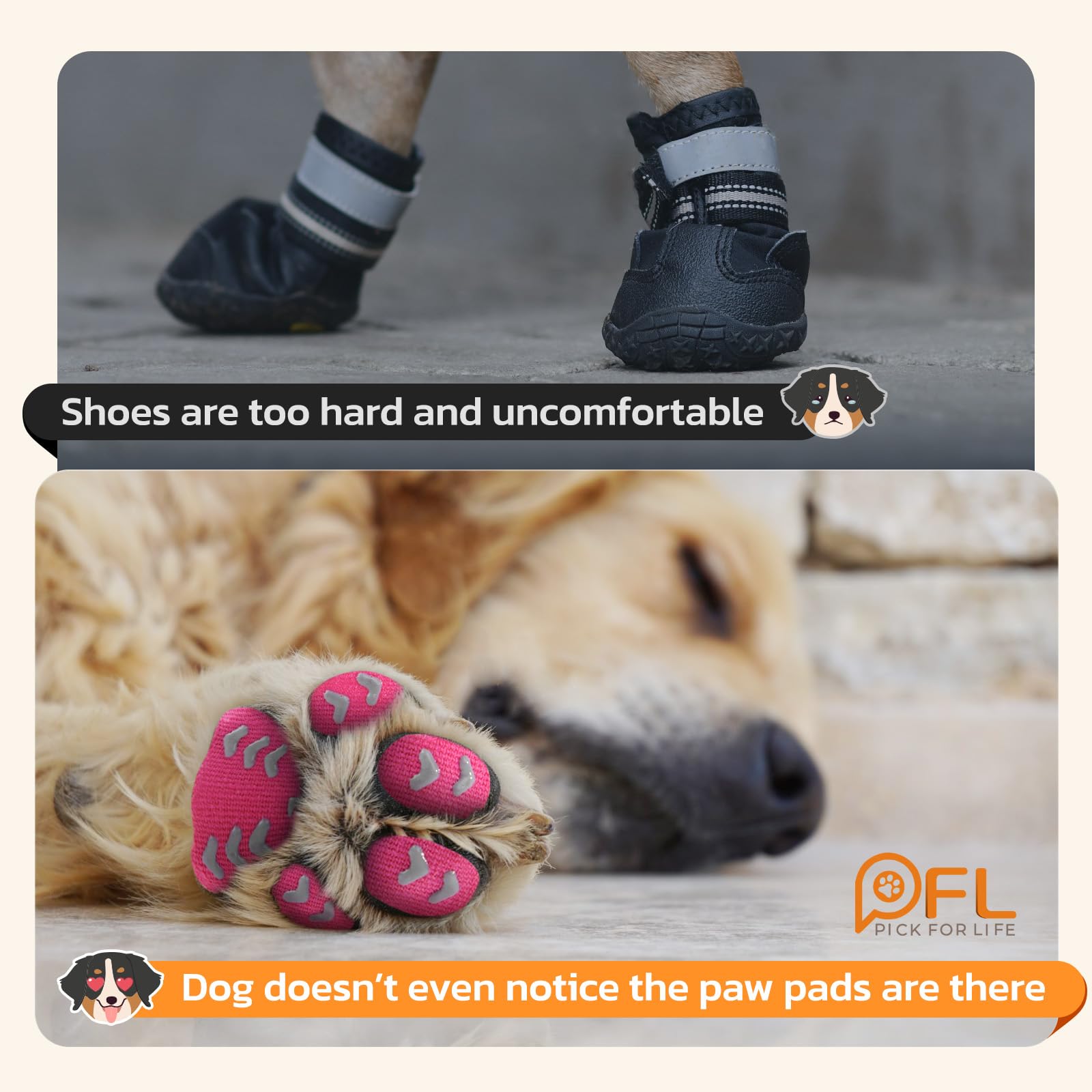 Non-Slip Paw Protector Pads For Senior Dogs, Anti-Slip Rubber Traction Stickers, Help Dogs Walk On Hardwood Floor, Pink, Xxl For