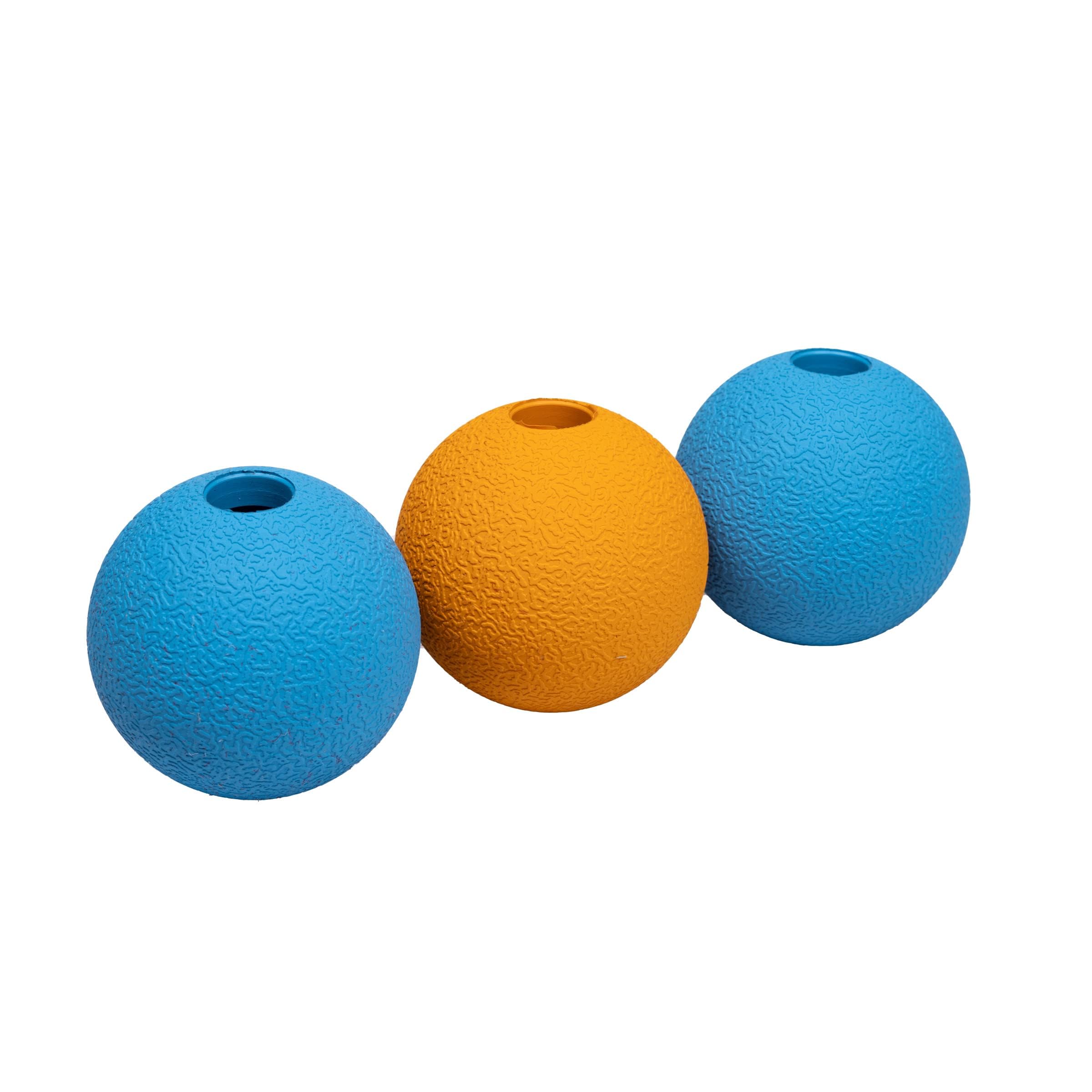 Amazon Basics Dog Toys, Interactive Fetch Rubber Balls, (Pack Of 3), 2.5 Inch, Blue, Orange