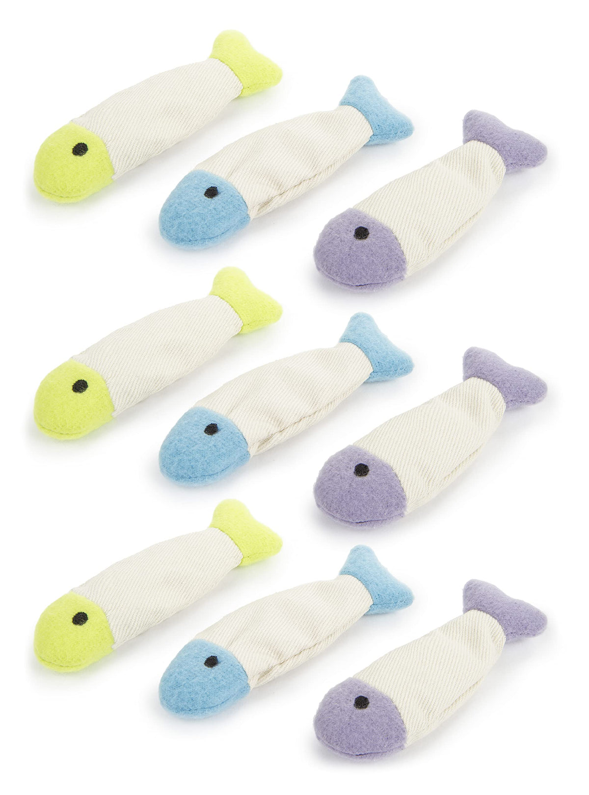 Smartykat (9 Count Fish Flop Crinkle Catnip Cat Toys - Multi Color, 9 Count