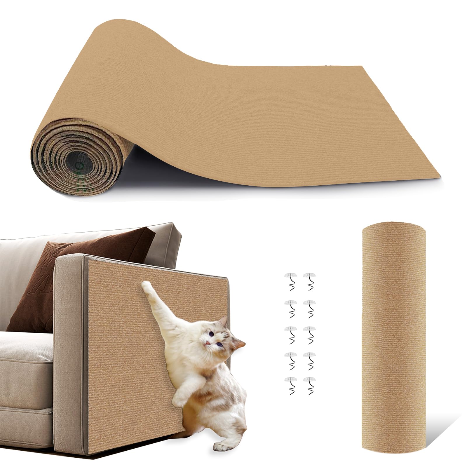 Natuya Cat Scratch Couch Furniture Protector, 78.7X15.8 Self-Adhesive Cats Scratching Pad Deterrent, Trimmable Diy Climbing 