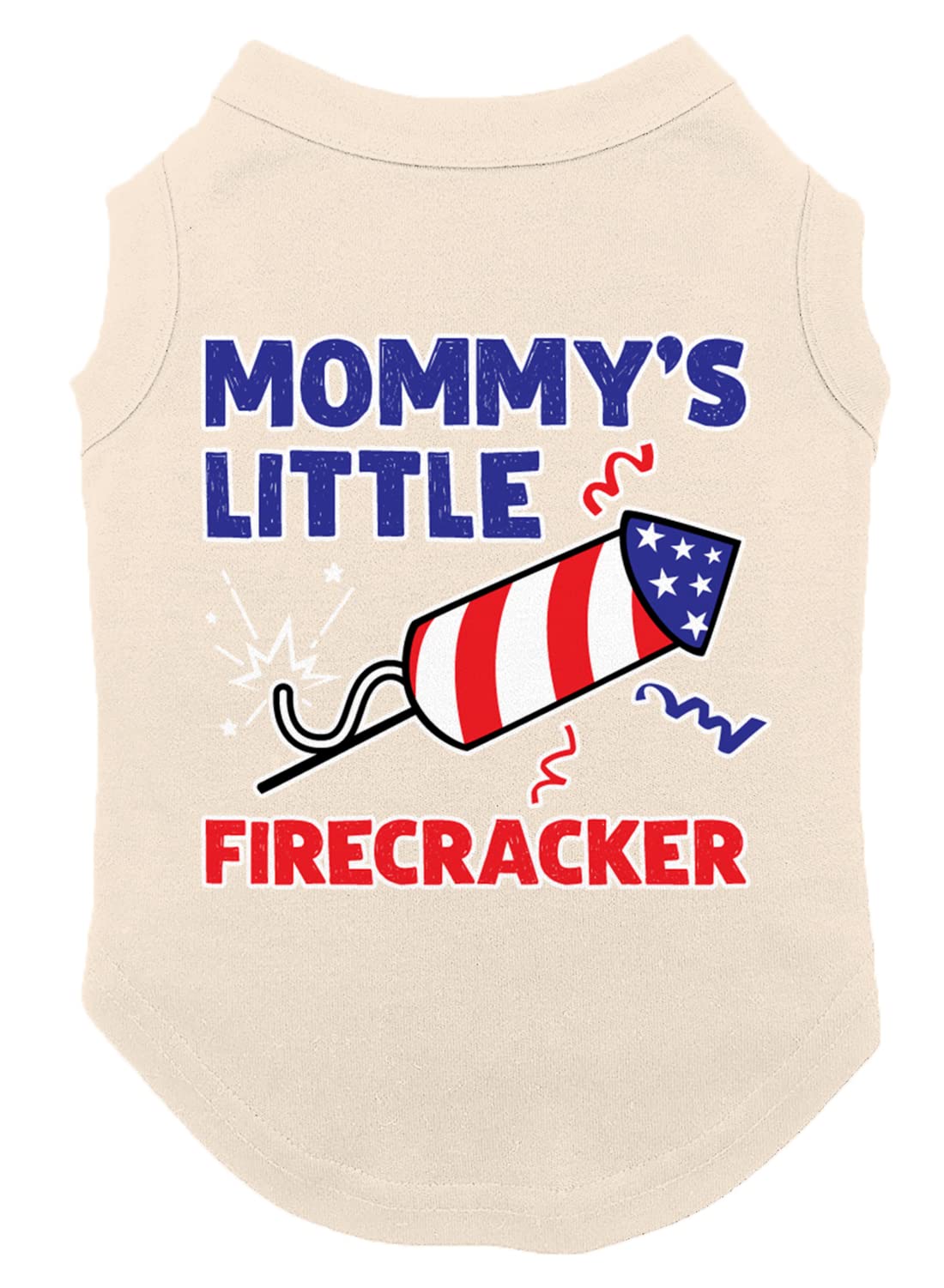 Mommy'S Little Firecracker - Usa Independence Day 4Th Of July Dog Shirt (Natural, 2X-Large)