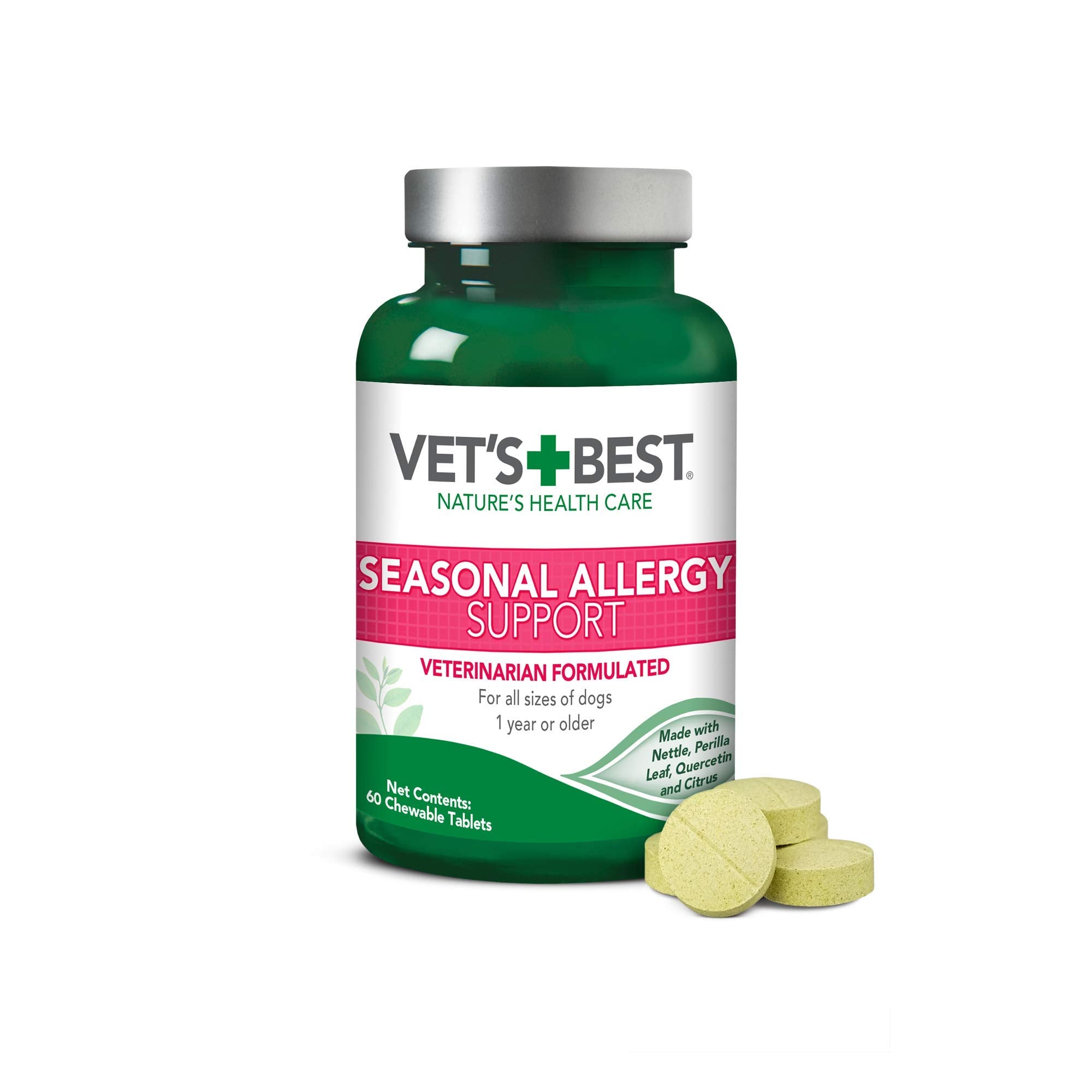 Vets Best Vets Best Seasonal Allergy Relief | Dog Allergy Supplement | Relief from Dry or Itchy Skin | 60 Chewable Tablets