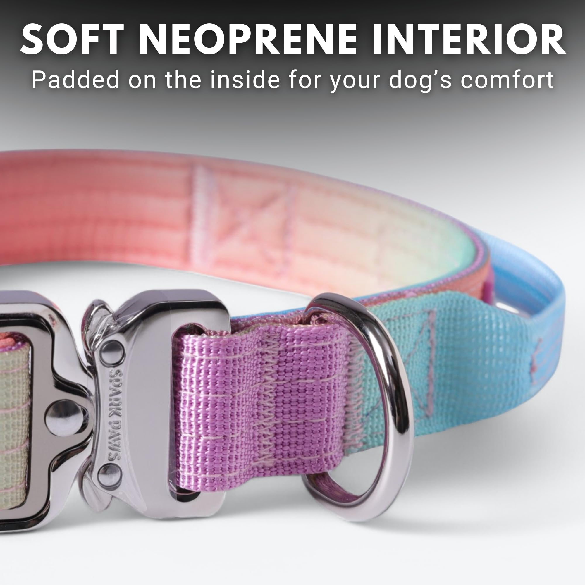 Spark Paws Tactical Dog Collar - Heavy Duty, Premium Quality, Thick And Durable For Large And Medium Dogs - Pastel Icing - Xs -