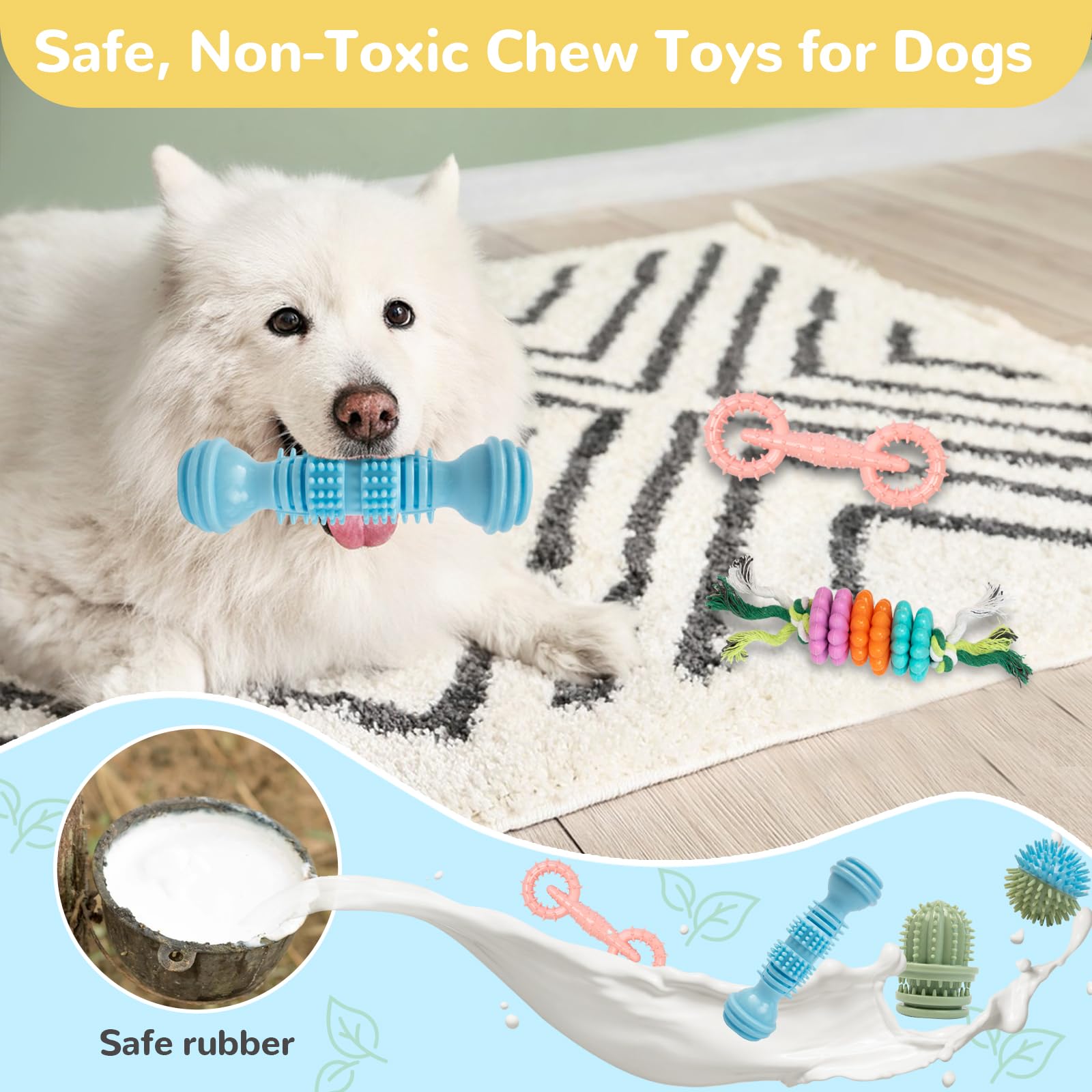 Sxkjjc Dog Chew Toys For Teething,Boredom,Toothbrush,18 Pack Puppy Toys With Rope Toys, Balls And Squeaky Toys For Small/Medium