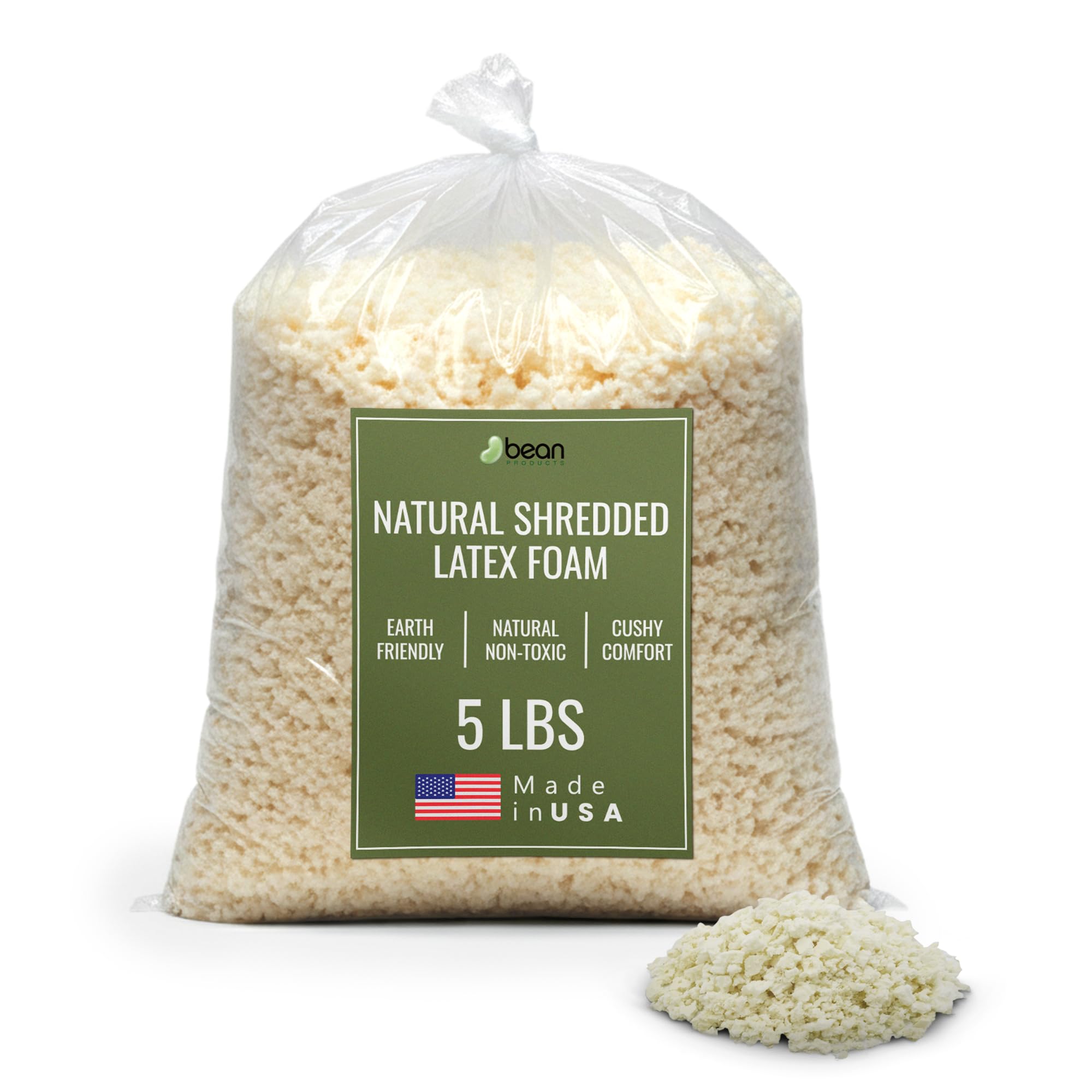 5 Lbs - Organic Latex Shredded Foam - New Recycled Fill For Bean Bags - Pet Beds - Pillows - Made In The Usa By Bean Products, C