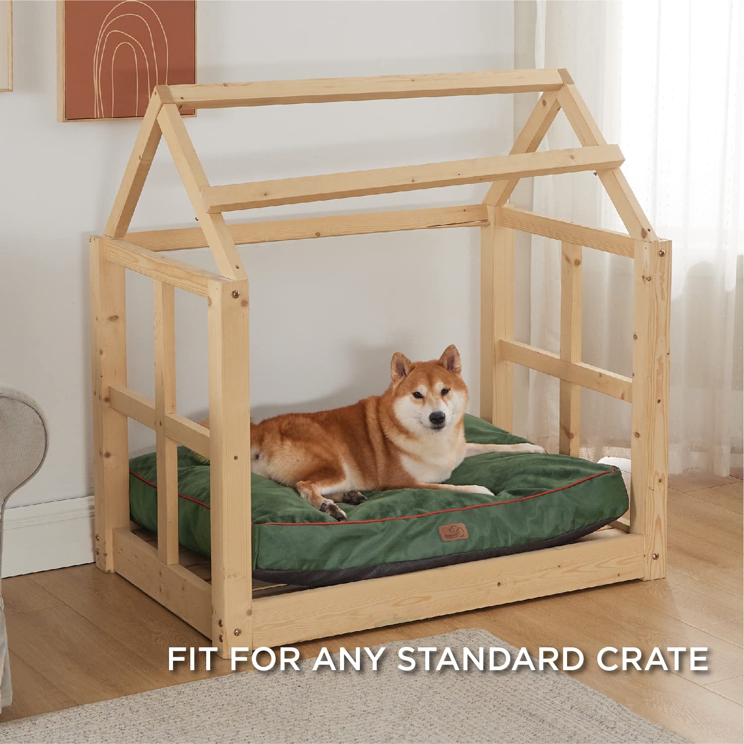 Bedsure Waterproof Dog Beds For Large Dogs - 4 Inch Thicken Up To 80Lbs Pet Mat Pillows With Removable Washable Cover, Green