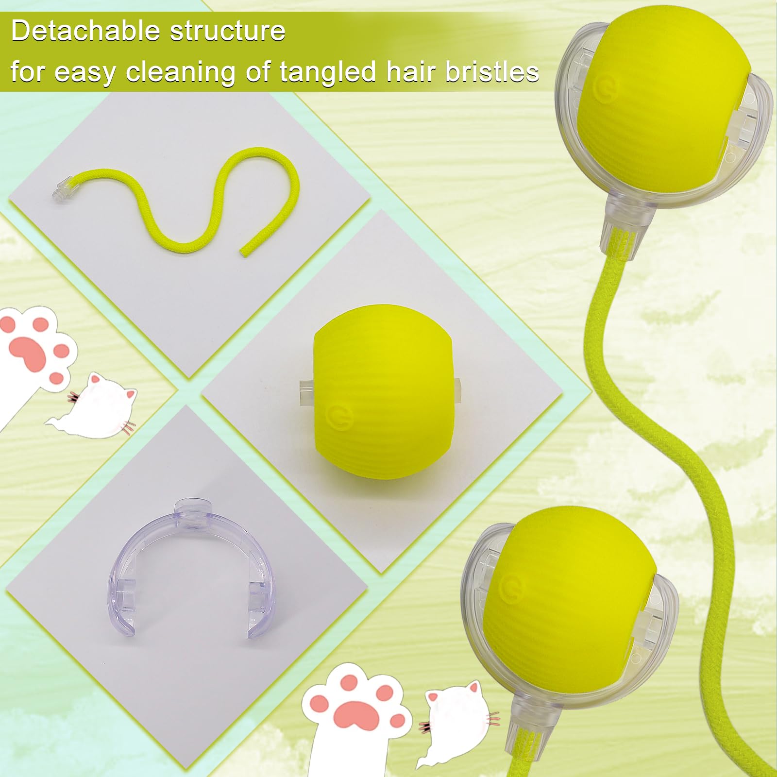 Interactive Cat Dog Toy Ball: Indoor Small Automatic Moving Smart Rolling Fun Pet Game With Led Light And String Tail For Motion