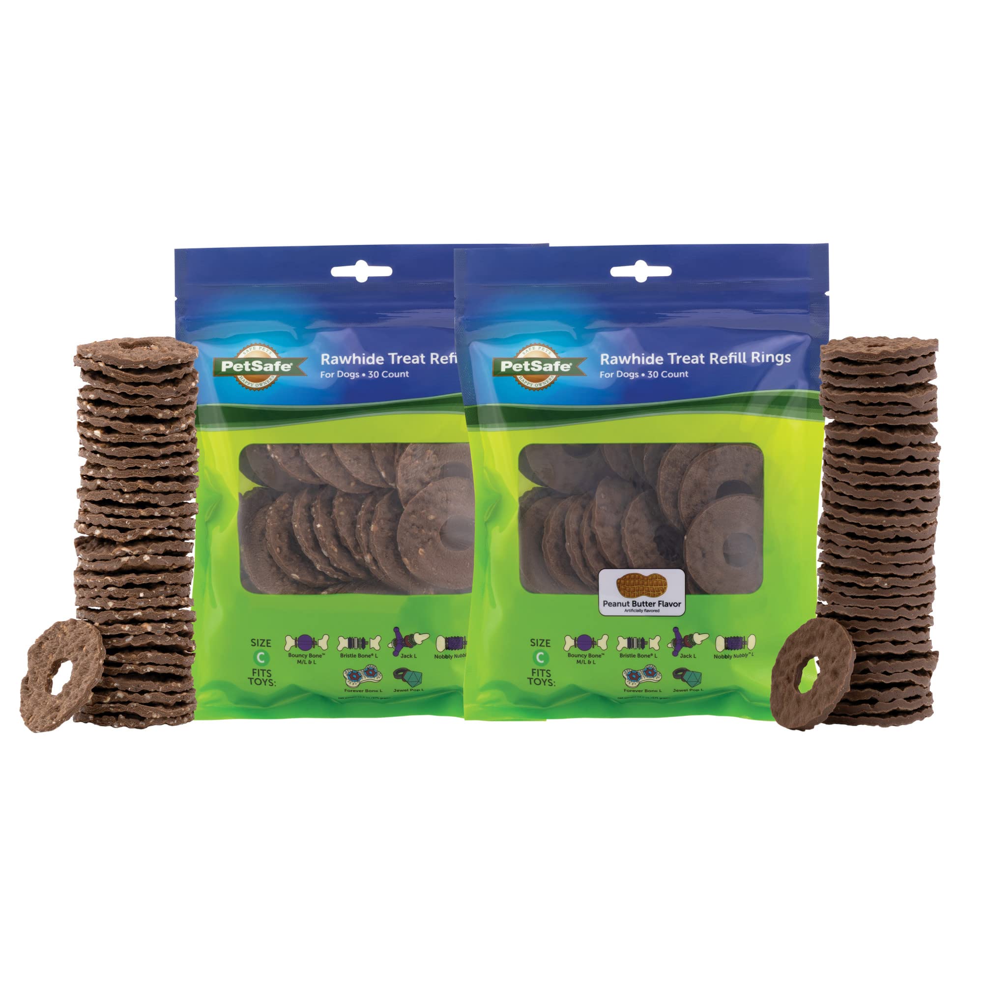 Petsafe Dog Treat Ring Variety Pack For Busy Buddy Toys - 2 Tasty Flavors - 60 Refills -Large