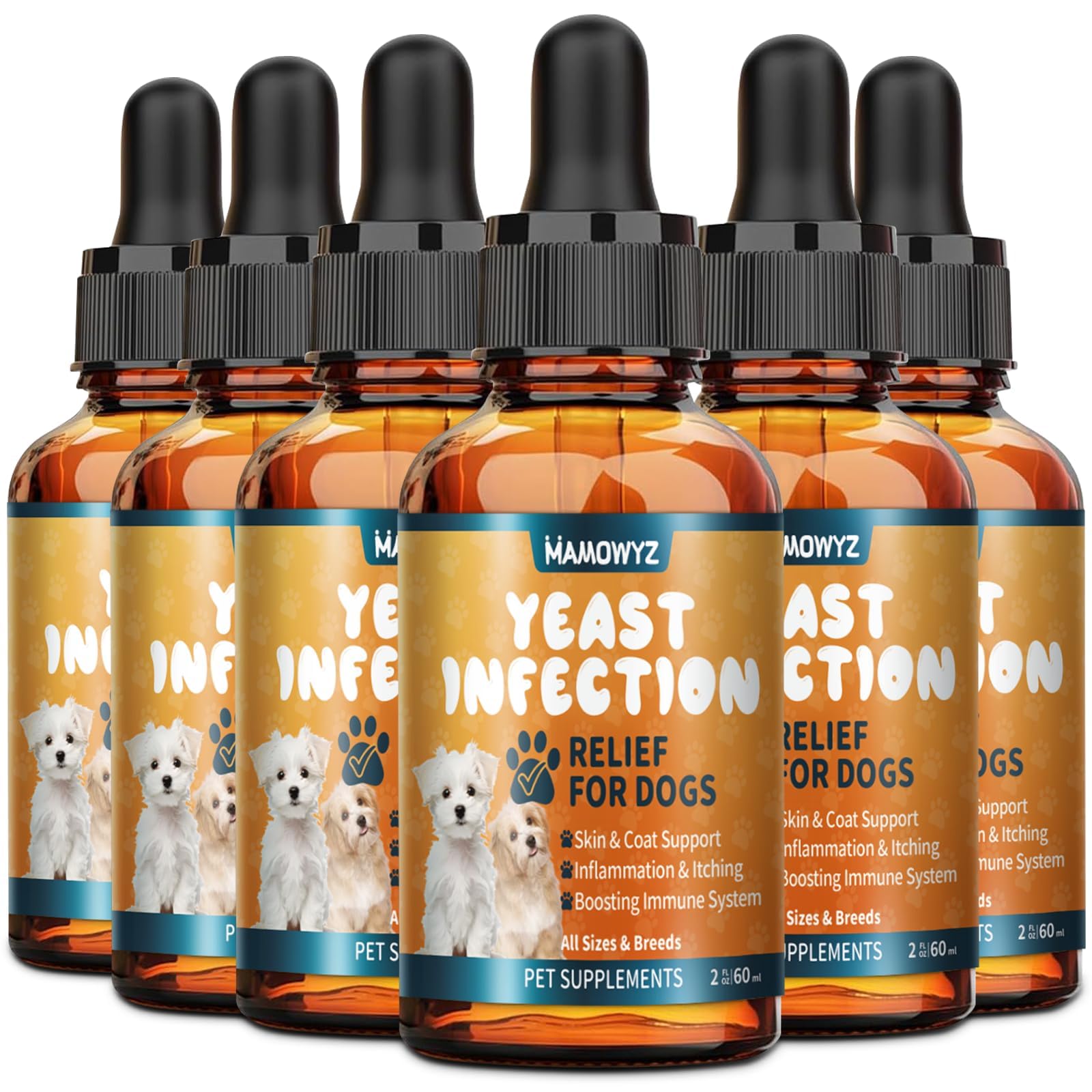 6PCS Yeast Infection Treatment for Dogs - Herbal Medicine Supplement Drops, Natural Anti Yeast Supplement, Itchy Ears, Skin & Al