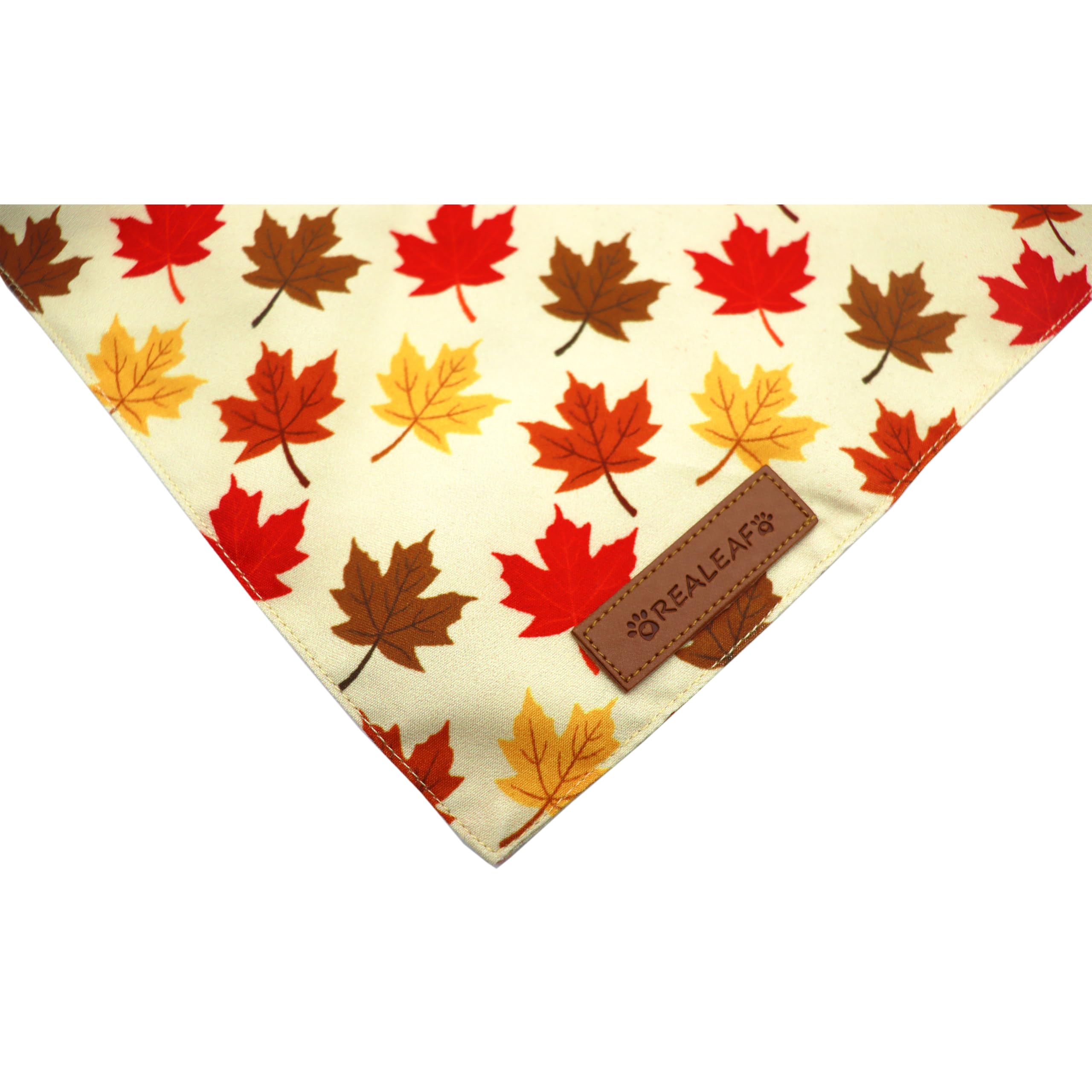 Realeaf Fall Dog Bandanas 2 Pack, Orange Pumpkin And Leaf Print Pet Scarf For Boy And Girl, Premium Durable Fabric, Holiday Band
