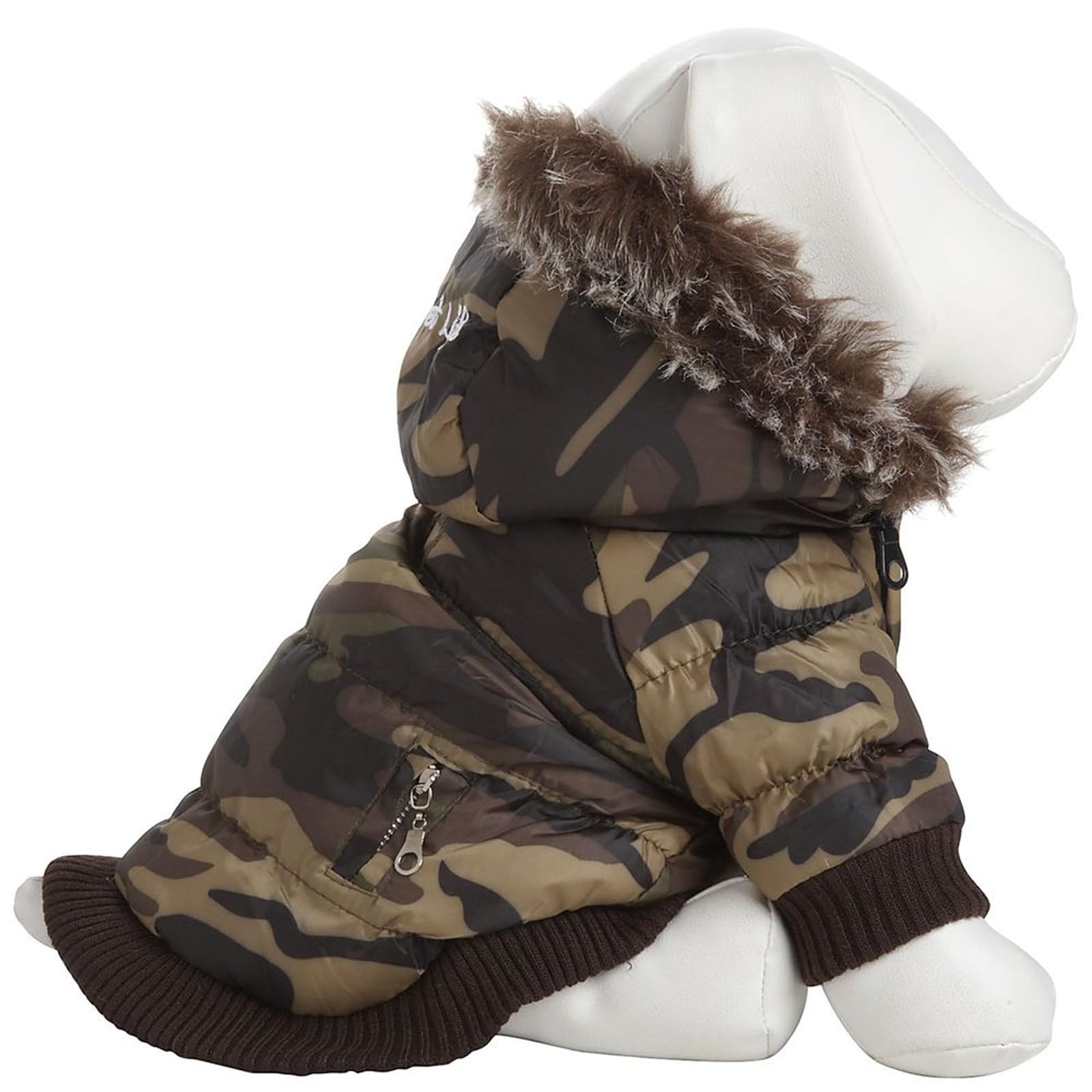 Pet Life Metallic Fashion Dog Parka With Removable Hood Camo Metallic (Medium)