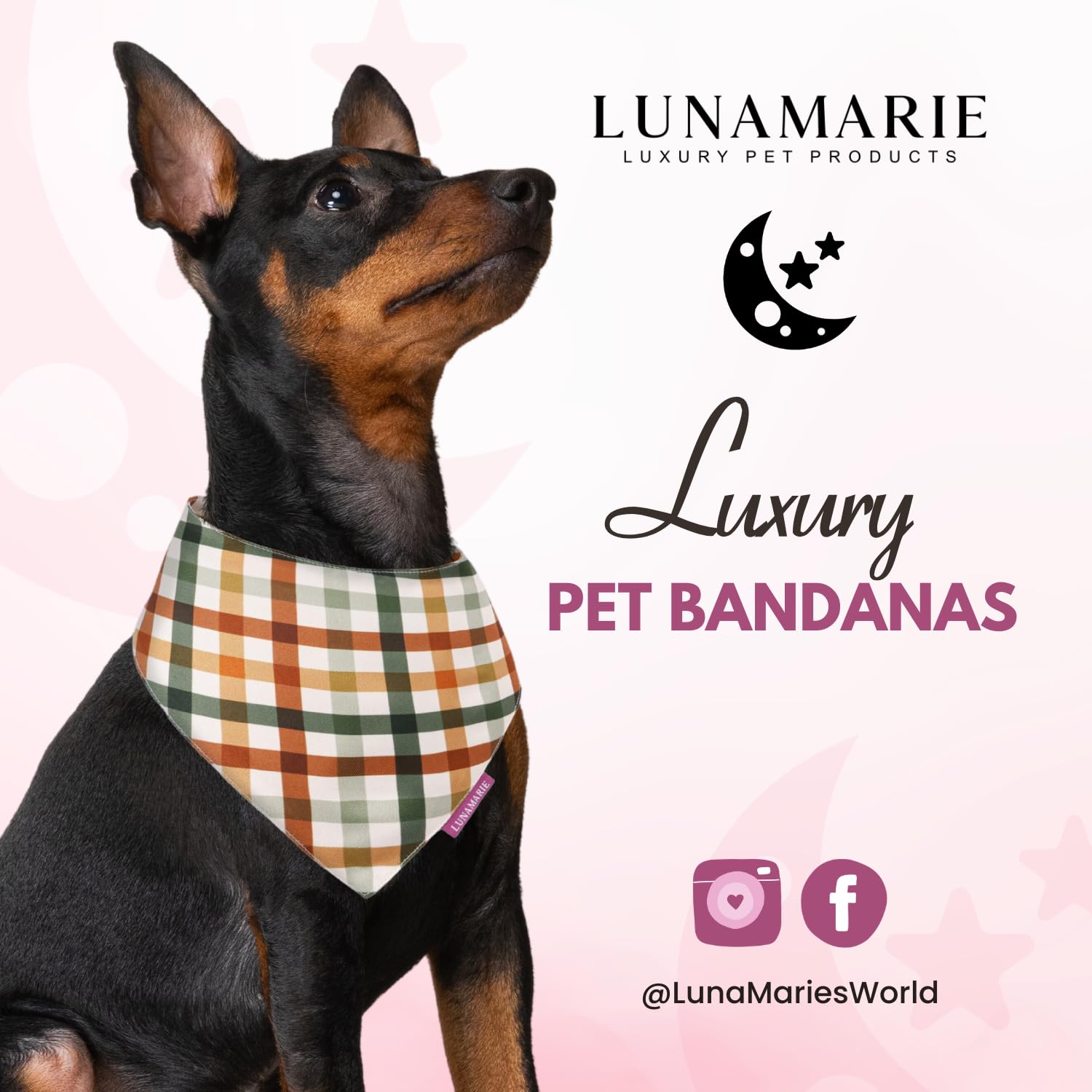 LunaMarie - Luxury Pet Birthday Bandanas -Premium & Silky Poly Fabric | 100% Handmade | Custom Shape Dual Layered (Autumn, Small