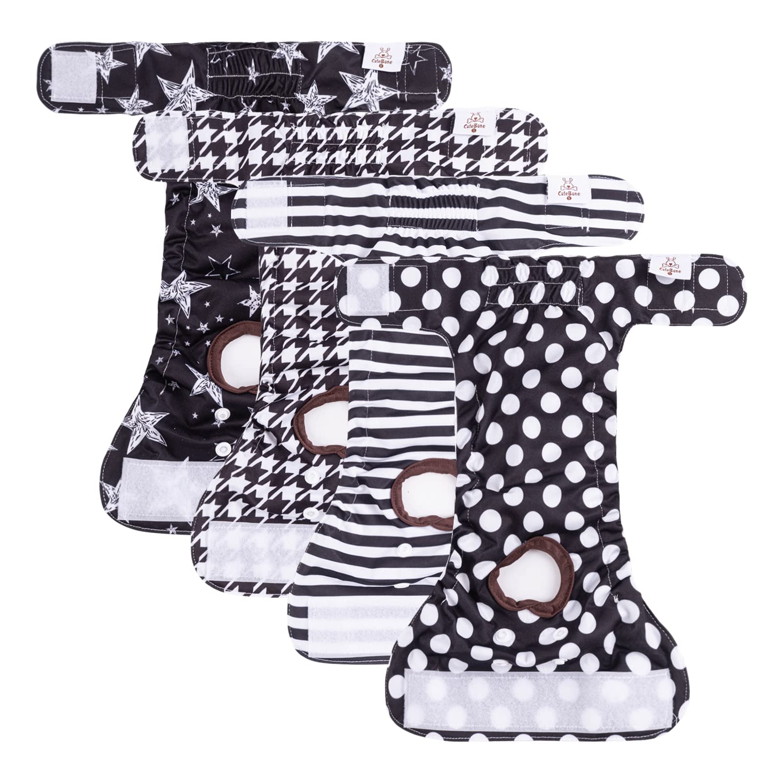 Cutebone Washable Female Dog Diapers 4 Pack Reusable Doggie Heat Diapers For Period Fmg01Xs