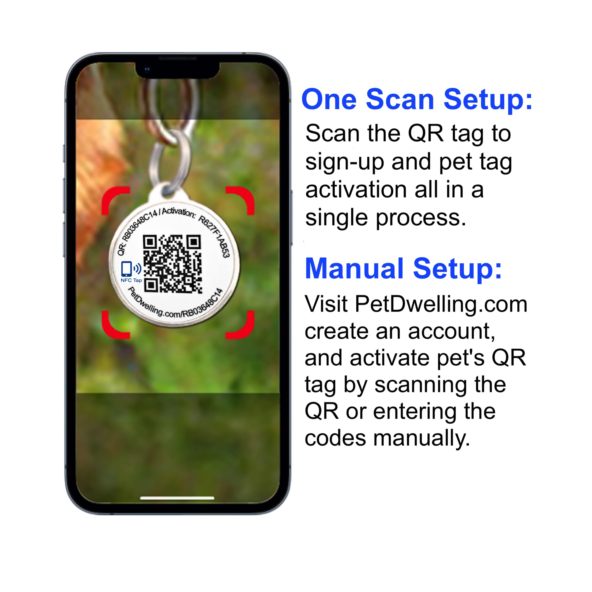 Pet Dwelling Premium Nfc-Qr Code Pet Id Tags - Dog Tags And Cat Tags, Connect To Online Pet Profile, Receive Instant Scanned Location Email Alert(Blue Paw)