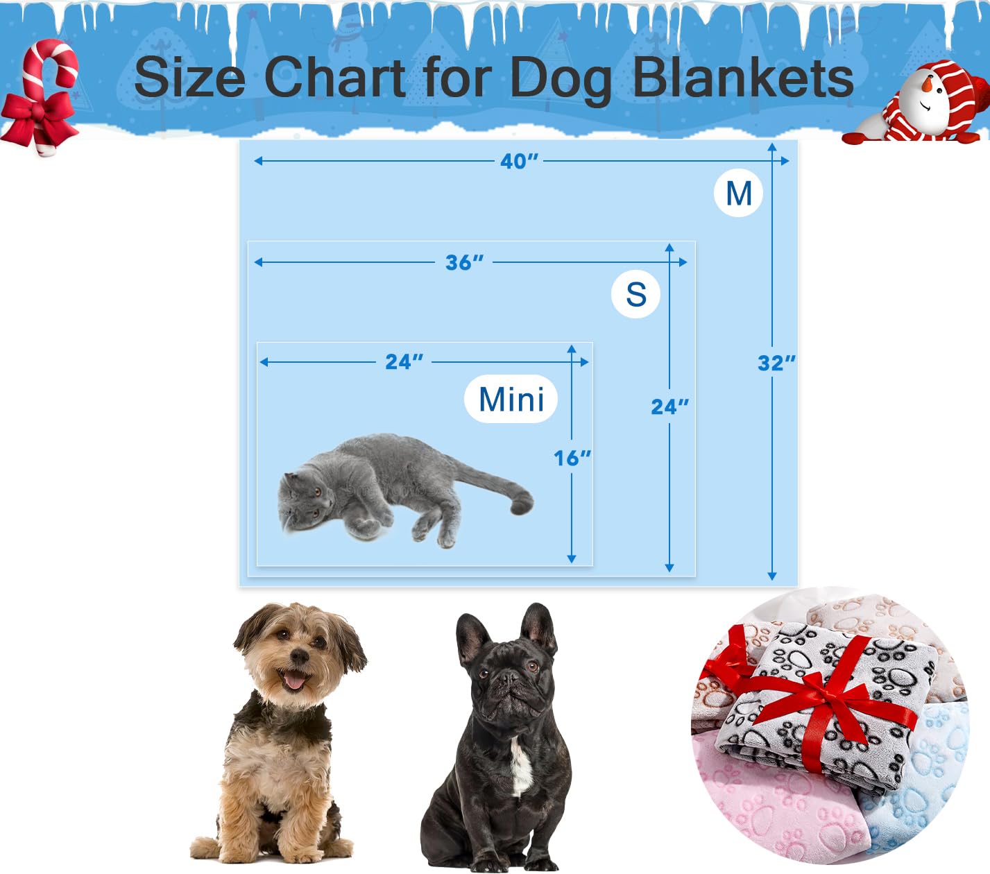 Stuffed 3Pcs Premium Soft Dog Blankets For Medium Dogs, Cat Blanket Calming Washable For Bed Couch Crate Protection Cover, Dog P