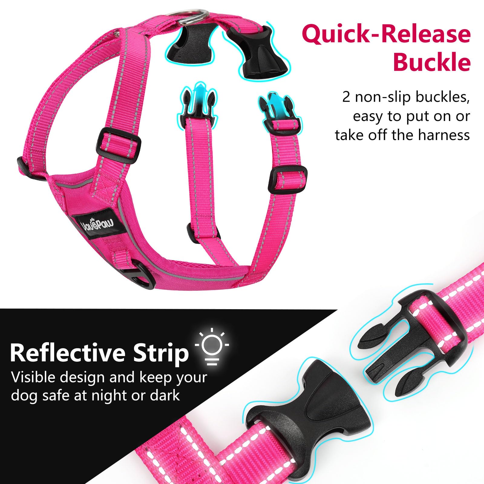 Vavopaw Dog Seat Belt Harness For Car, Dog Car Harness Adjustable Mesh Breathable & Dog Seatbelt Safety Tether With Elastic Bung