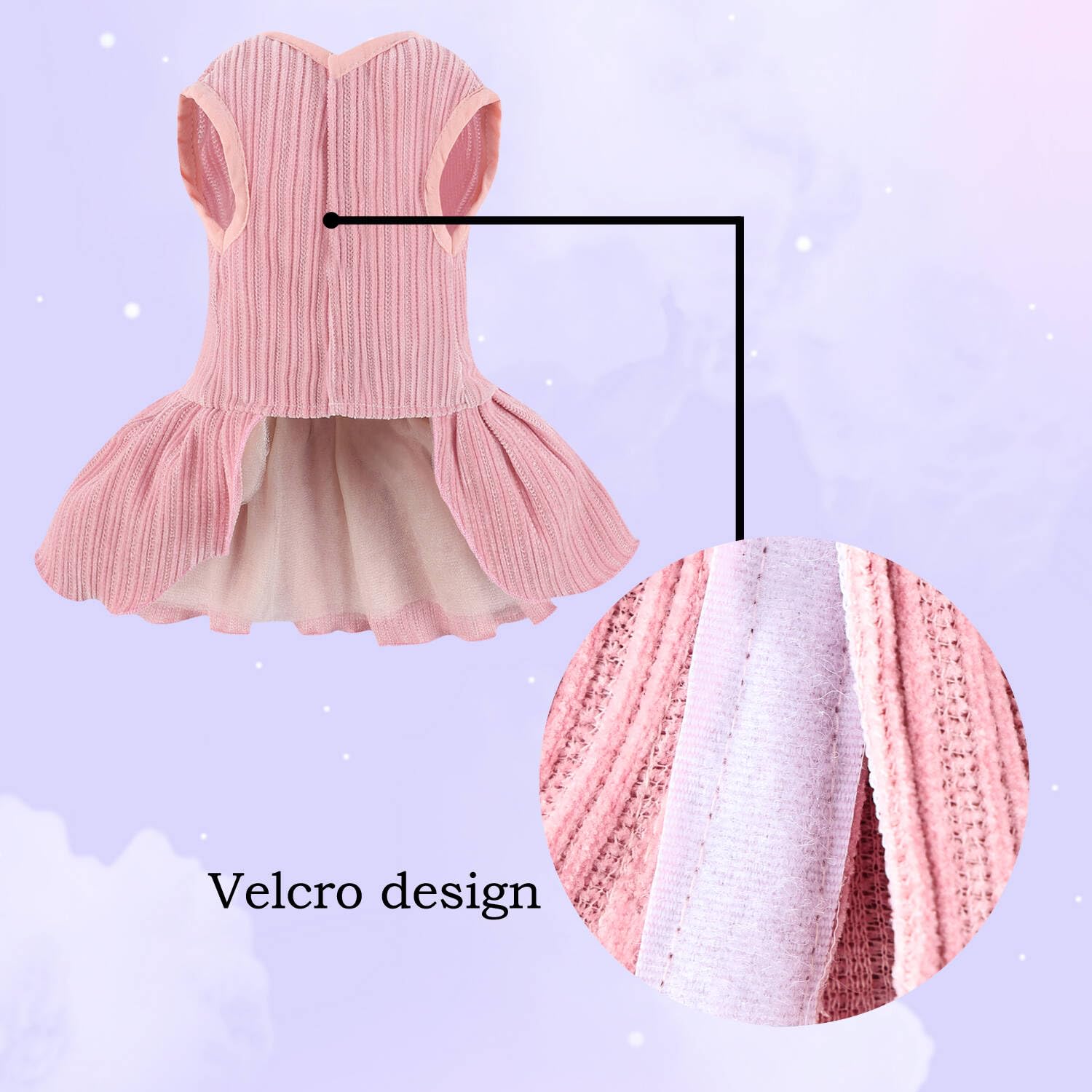 Dog Striped Dress,Pet Girl Bow Costume With Ring And Harness Leash,Dog Wedding Birthday Party Dress(Pink,X-Small)