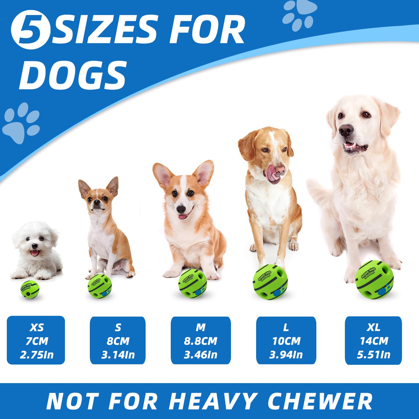 Shake And Laugh Dog Toys Ball, Interactive Dog Ball, Shaking With Gibbering Sound, For Training & Herding, Xl, 5.51 In (14 Cm)