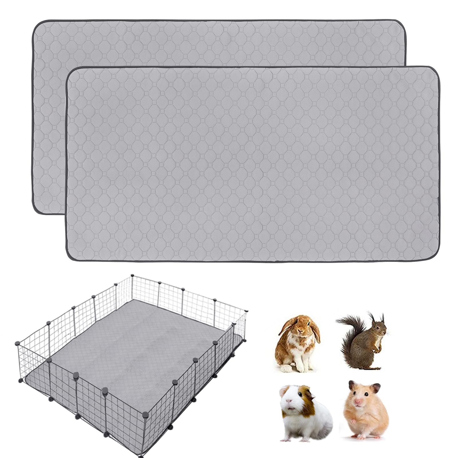 Guinea Pig Cage Liners 48'' X 60'', 2 Pack Guinea Pig Bedding Washable, Non Slip Reusable Super Absorbent Guinea Pig Pee Pads Ma