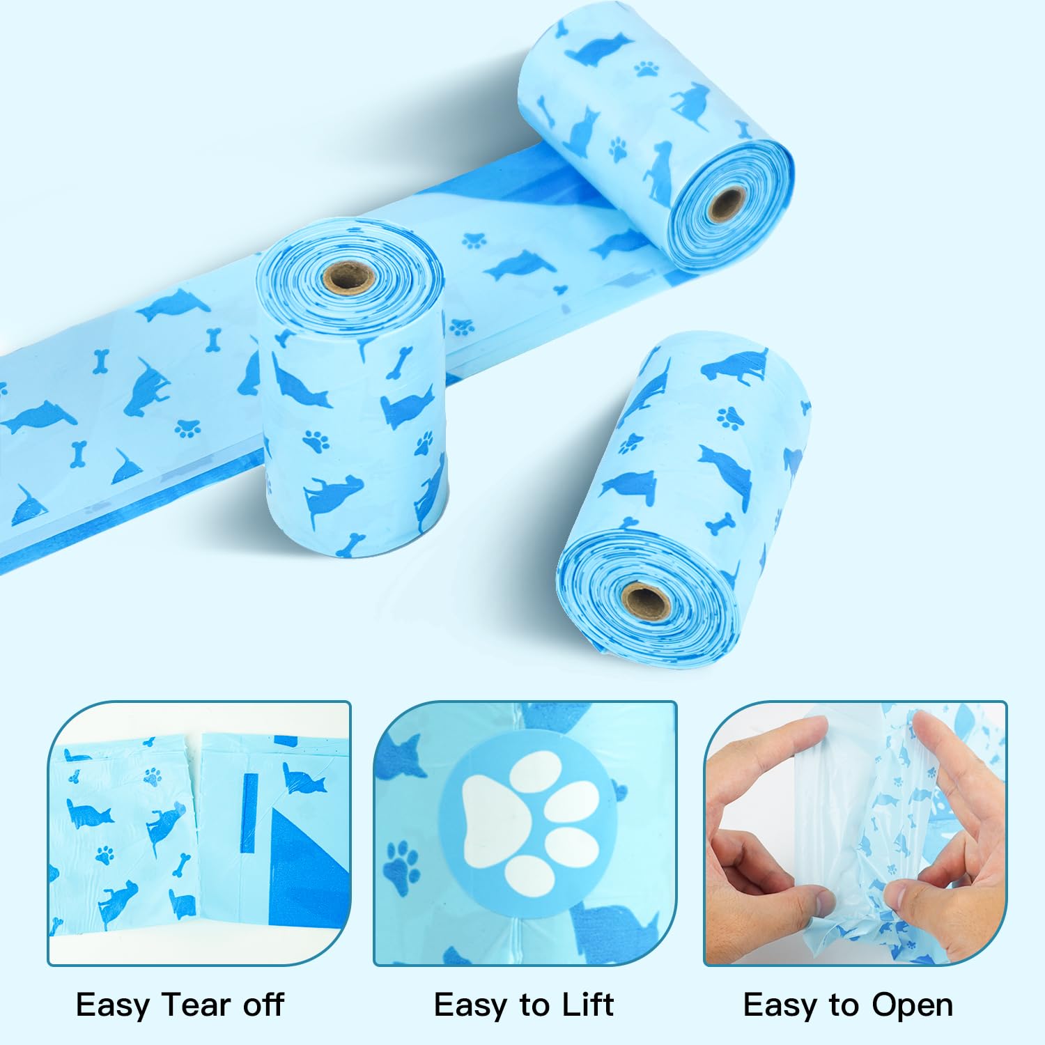 Joyeux 240 Count Ocean Scent Dog Poop Bags Rolls,With Dispenser,Leak-Proof Large Doggie,Extra Thick Poop Bag For Dogs,Cats Litte