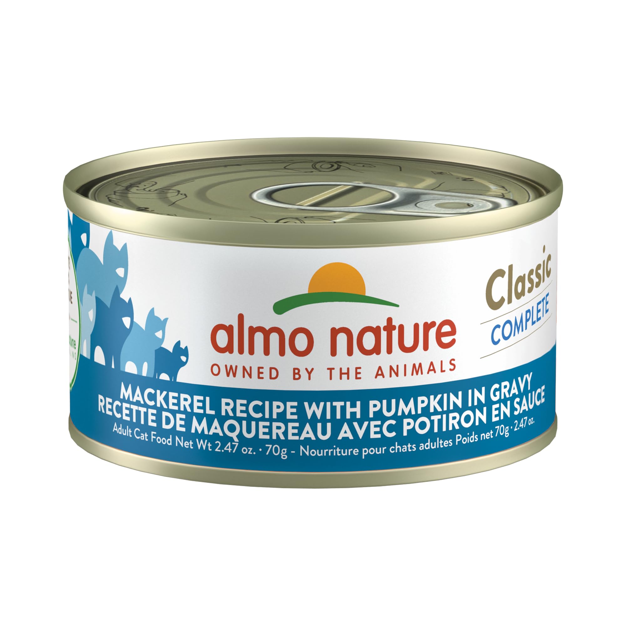 almo nature Classic Wet Cat Food, Mackerel Recipe with Pumpkin in Gravy, Grain Free, GMO Free, No Artificial Colors and Flavors,