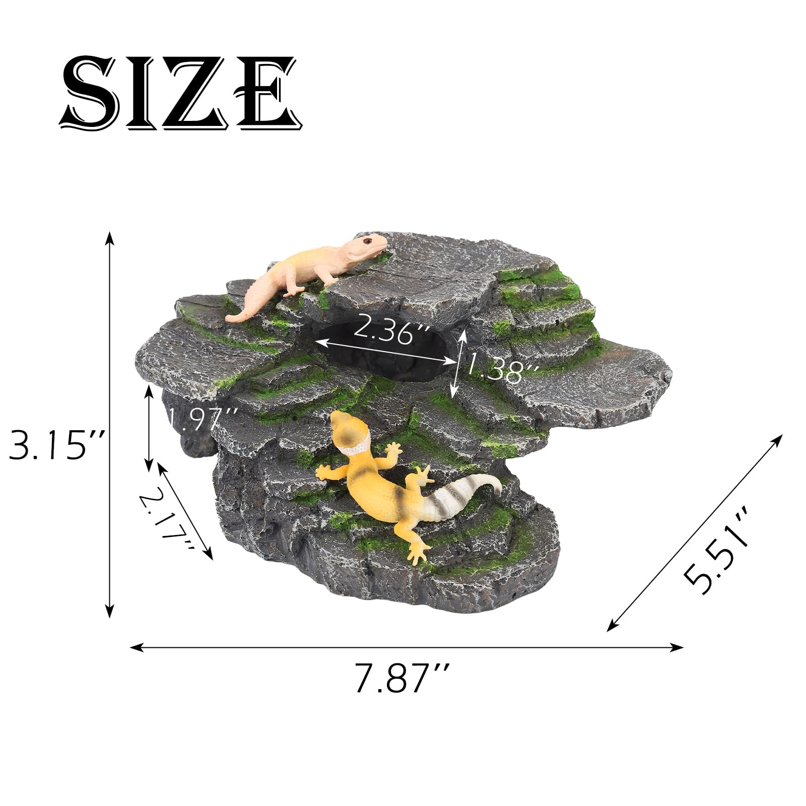 IBWell Bearded Dragon Hides and Caves Basking Rock Resin Hermit Crab Climbing Accessories for Habitat Aquarium Hiding Places for