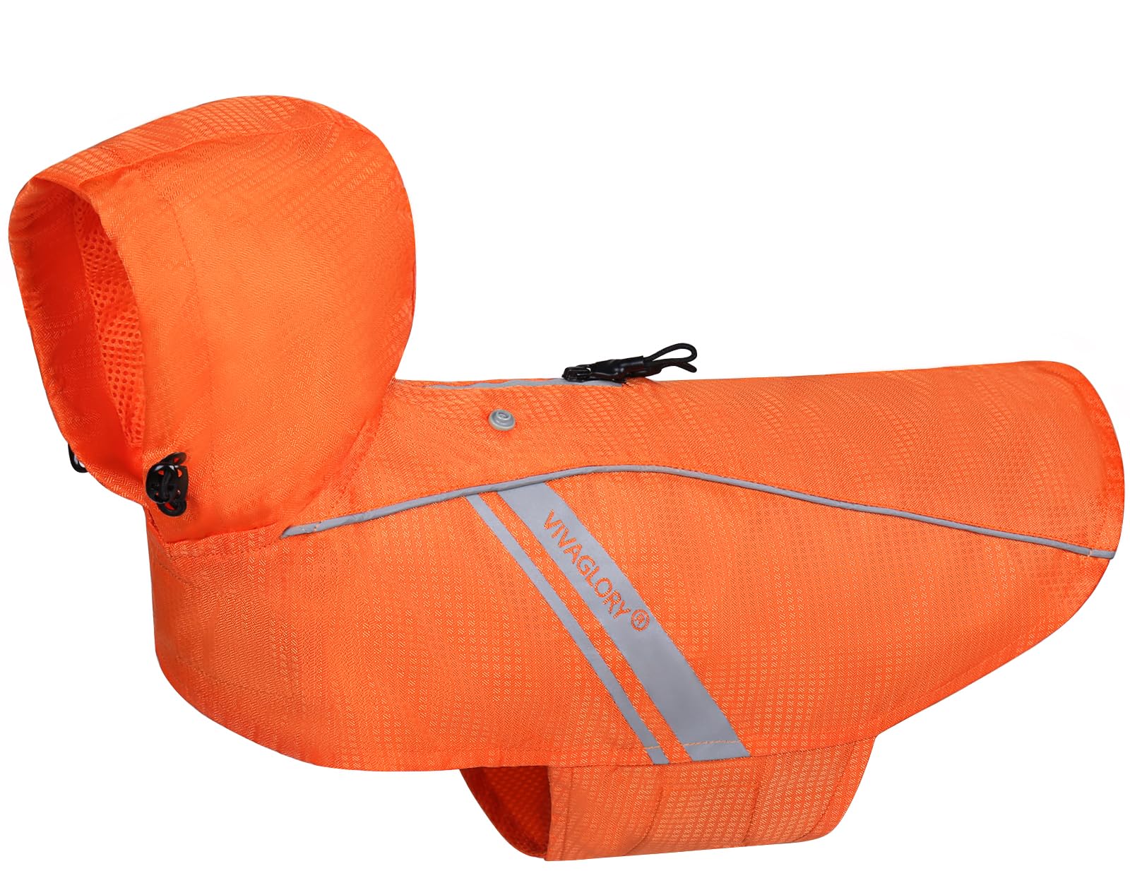 Vivaglory Dog Raincoat For Medium Dogs, Easy On & Off Pet Rain Clothes With Storage Bag, Reflective Lightweight Breathable Dogs Safety Vest Jackets For Adventures, Walking, Hunting, Orange