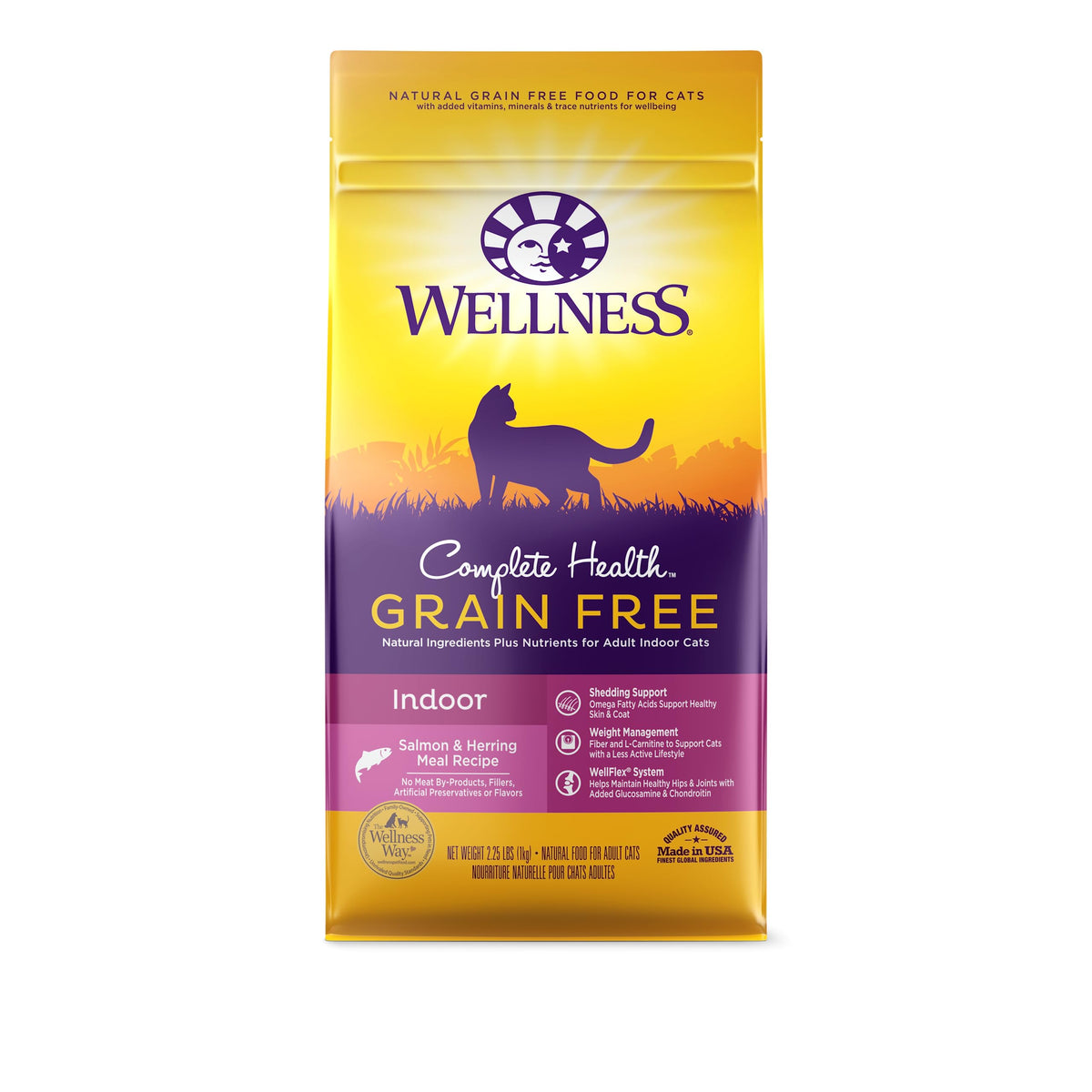 Wellness Complete Health Natural Grain Free Salmon & Herring Indoor Dry Cat Food, 2.25 Pound Bag