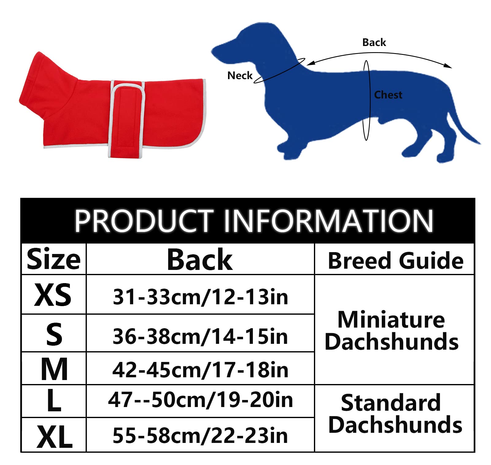 Dog Jacket, Dog Coat Perfect For Dachshunds, Dog Winter Coat With Padded Fleece Lining And High Collar, Dog Snowsuit With Adjustable Bands-Red-Xl
