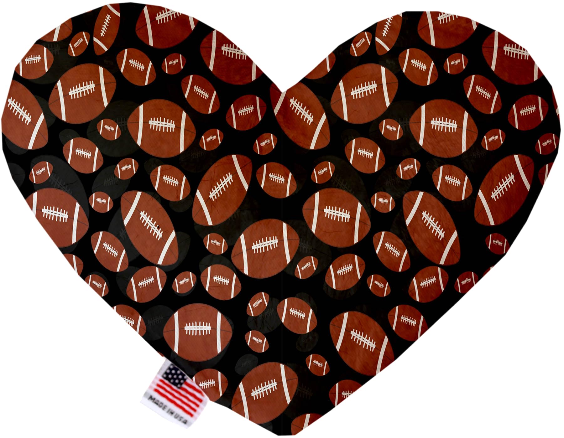 Pet and Dog Plush Heart or Bone Toy, &quot;Sports Fan Group&quot; (Available in different sizes, and 4 different pattern options!) Footballs 6&quot; Plush Heart