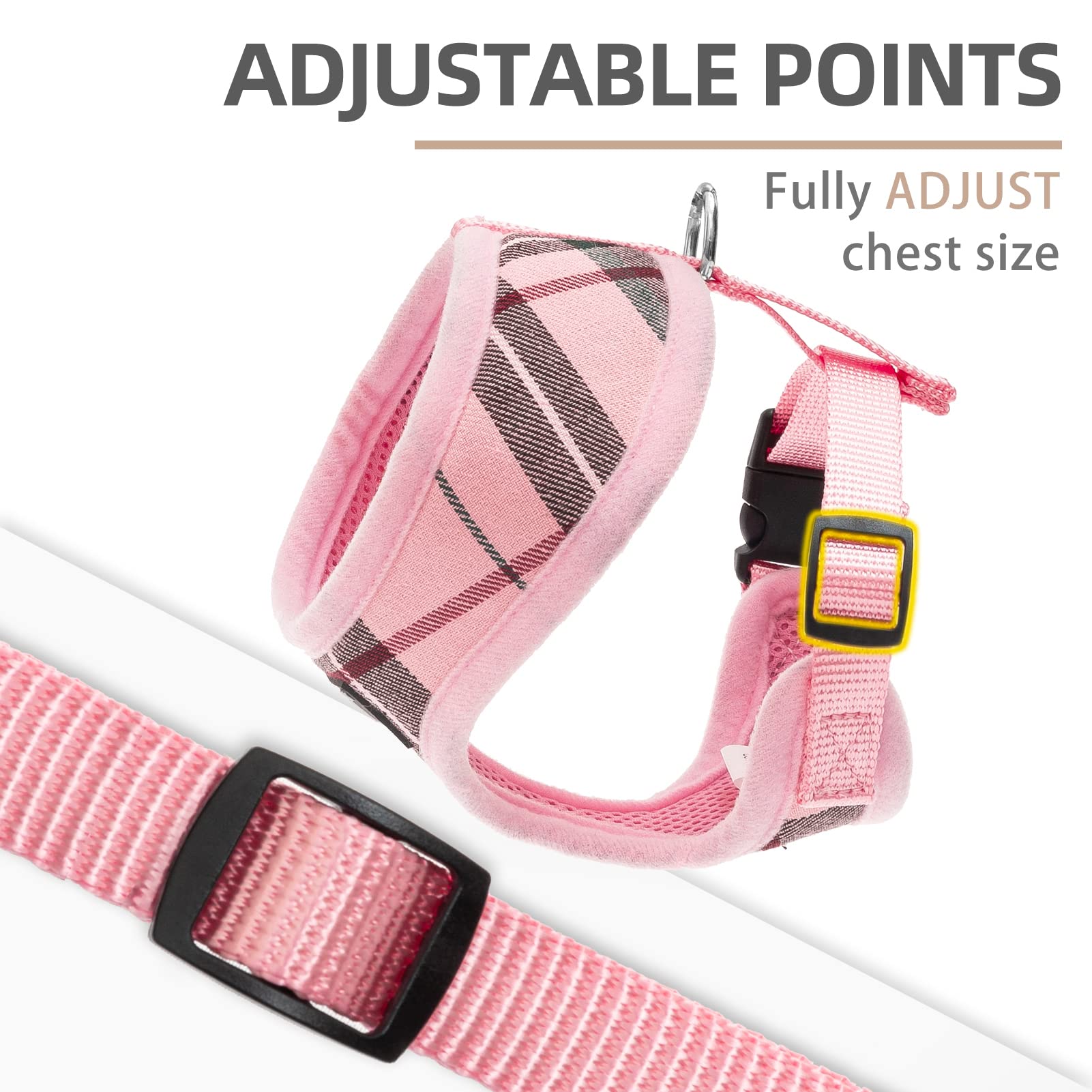 Pupteck Soft Mesh Dog Harness And Leash Set Pet Puppy Cat Comfort Padded Vest No Pull Harnesses, Light Pink, L