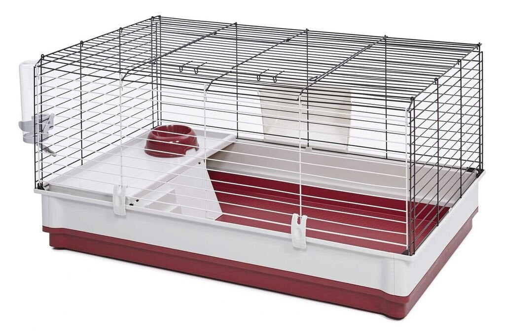 Midwest Homes For Pets 158 Wabbitat Deluxe Rabbit Home, Rabbit Cage, 39.5 L X 23.75 W X 19.75 H Inch, Maroon/White