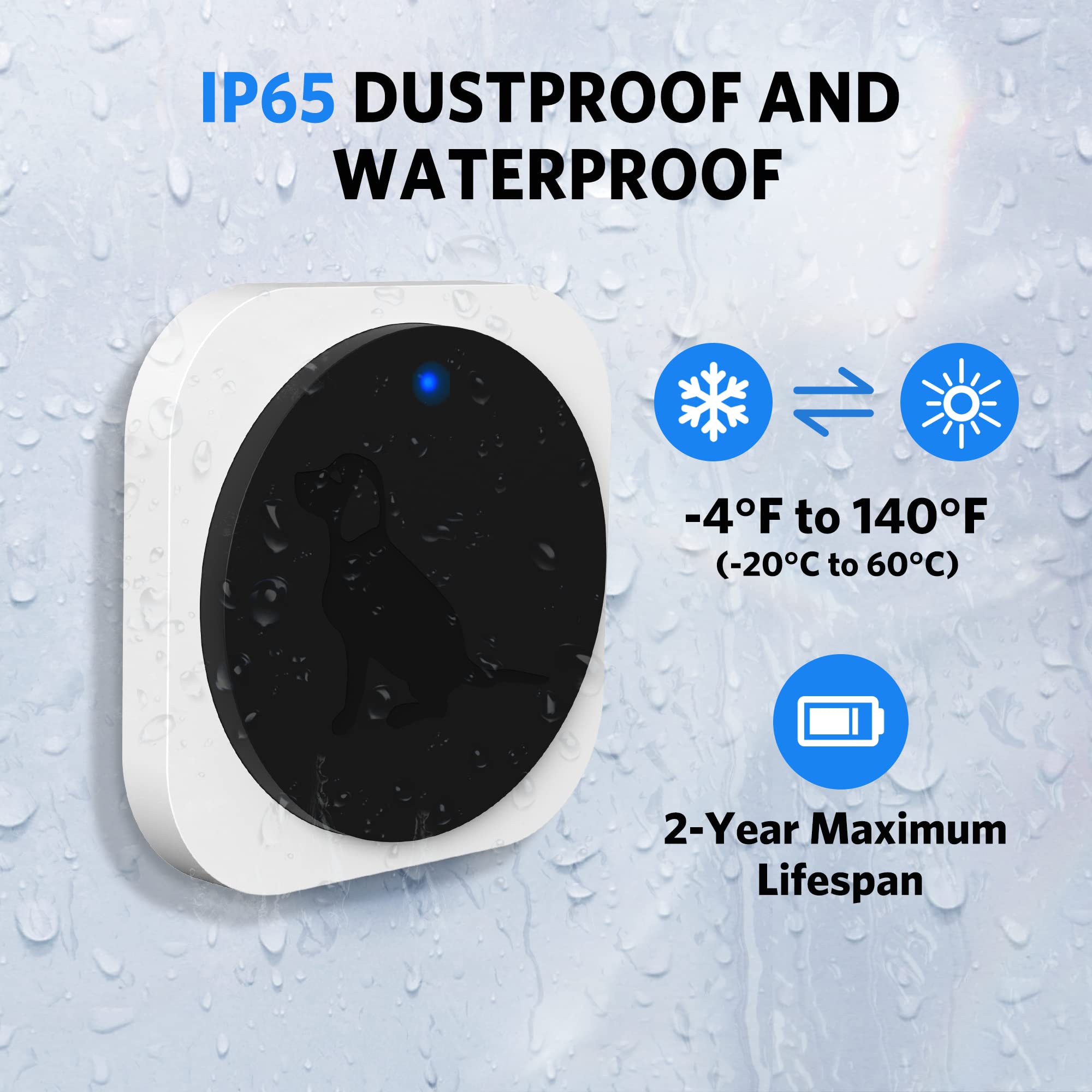 Hathever Dog Door Bell For Potty Training, Wireless Doggie Doorbell Operating At 1000 Feet With Chew Resistant Ip65 Waterproof T